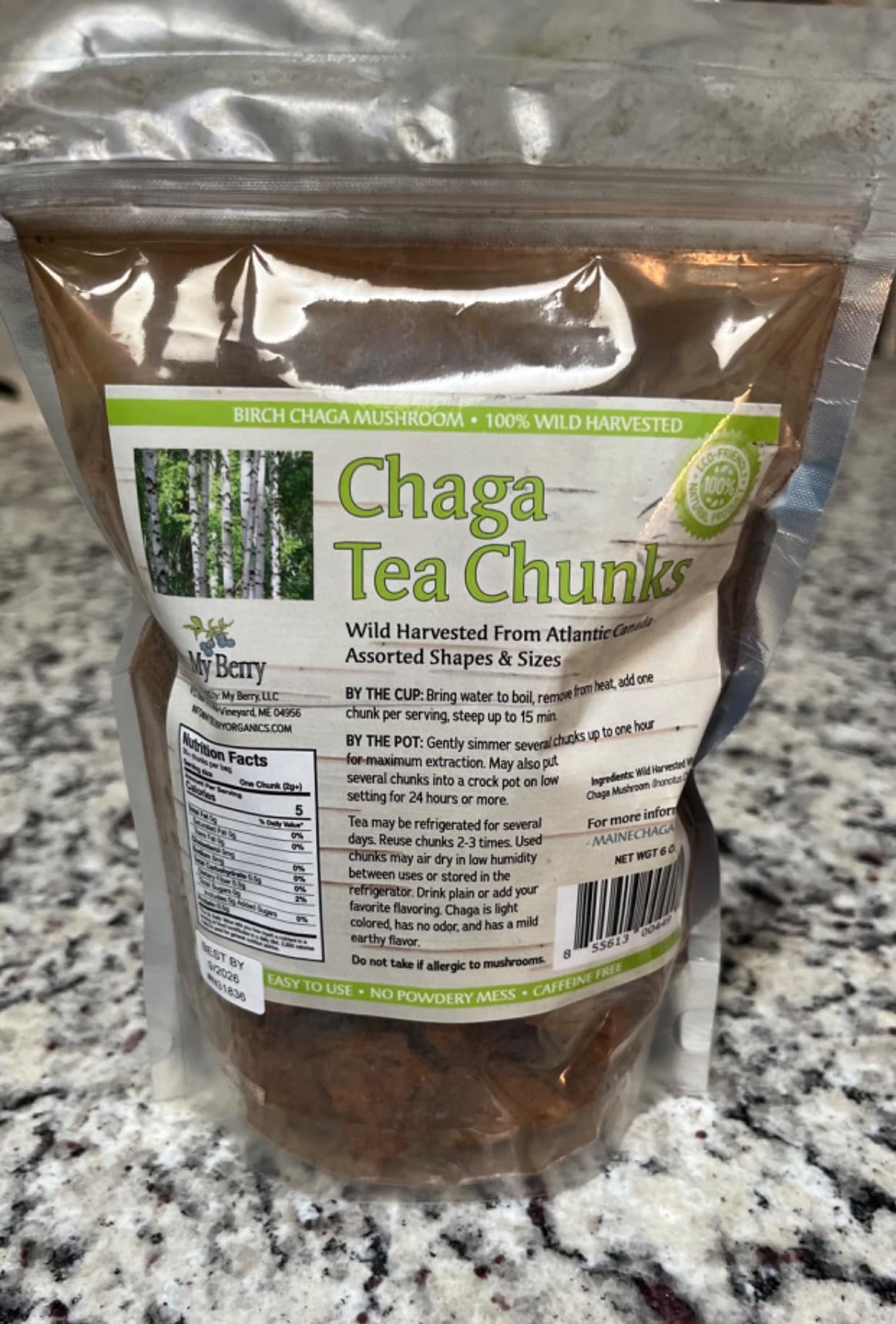 Organic Chaga Mushroom Tea Chunks by My Berry | 100% Canadian Wild-Harvested | Additive-Free Caffeine-Free Herbal Tea | 6oz customer photo 2