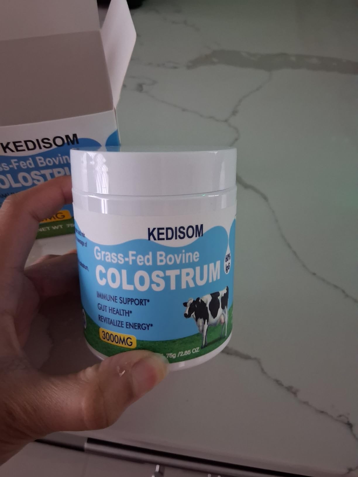Grass-Fed Bovine Colostrum Supplement Powder - 60% High IgG 3000 mg for Gut Health, Immune Support - Easy to Mix Natural Liposomal Colostrum Superfood, Unflavored, 50 Servings customer photo 2