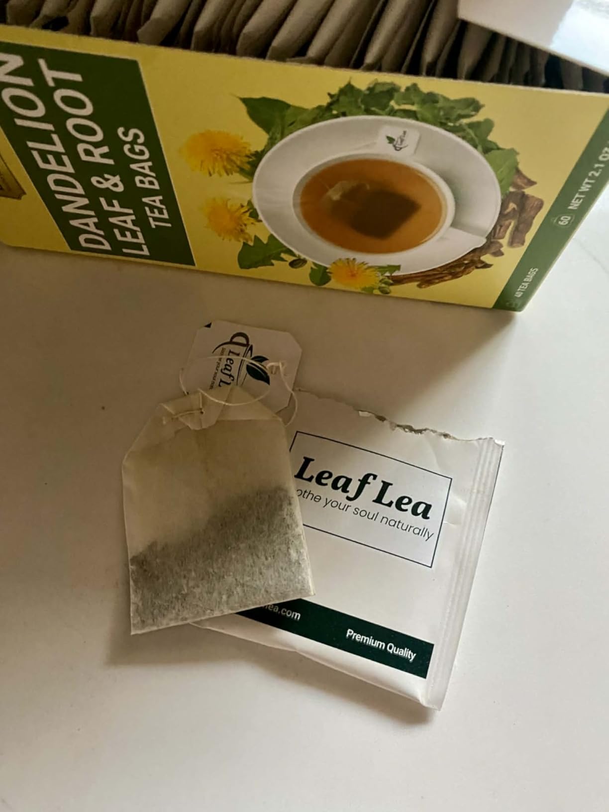 LeafLea 40 Dandelion Root Tea Bags, Dandelion Tea Supports Wellness and a Balanced Lifestyle, Natural Dried Dandelion Root, Vegan, No Sugar, Caffeine-Free customer photo 1