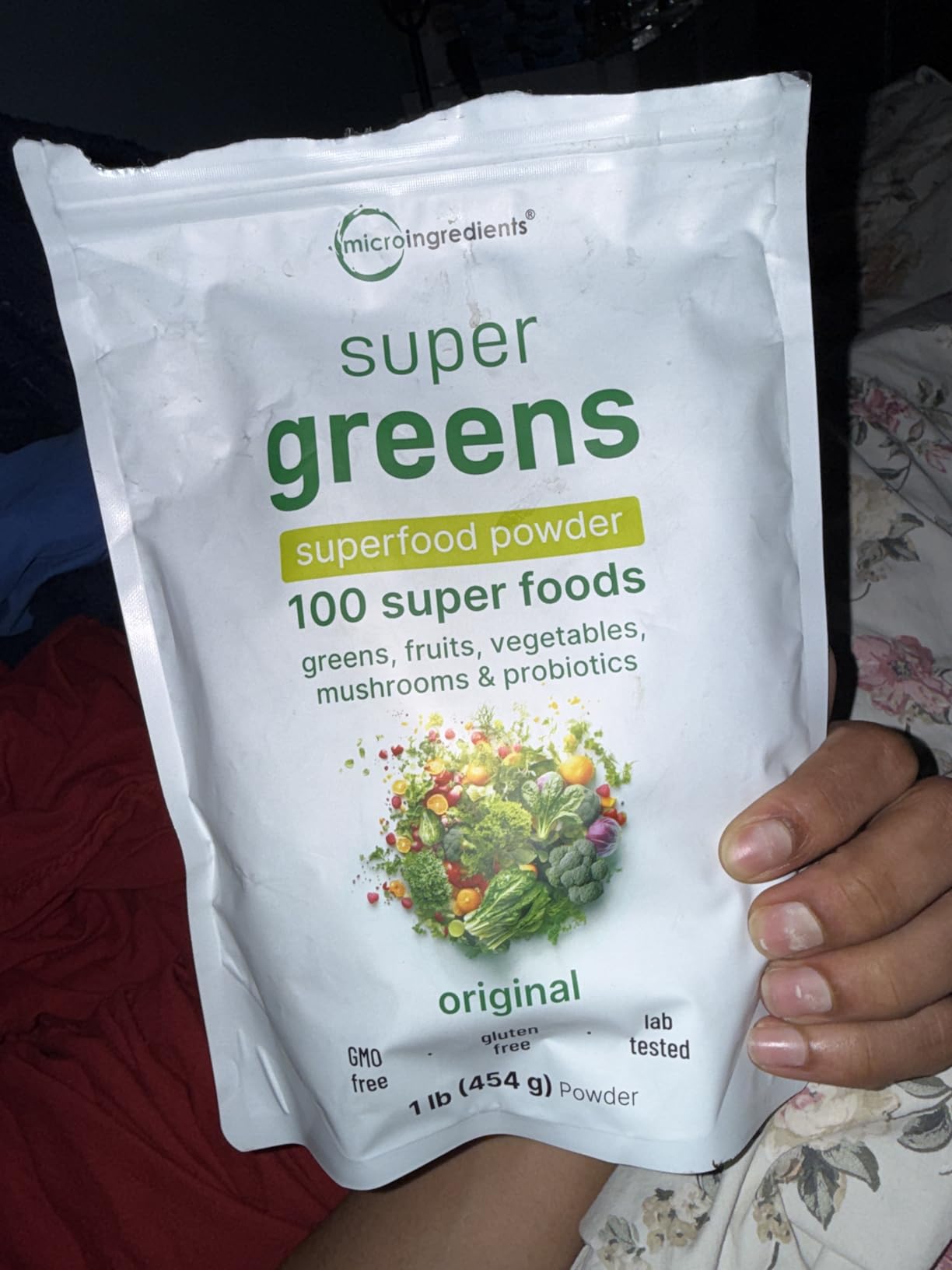 Micro Ingredients Super Greens Powder, 1lb | 100 Superfood Blend with Daily Greens, Probiotics, Fruits, Vegetables & Mushrooms | Source of Vegan Protein & Enzymes | Non-GMO, Gluten-Free, No Additives customer photo 1