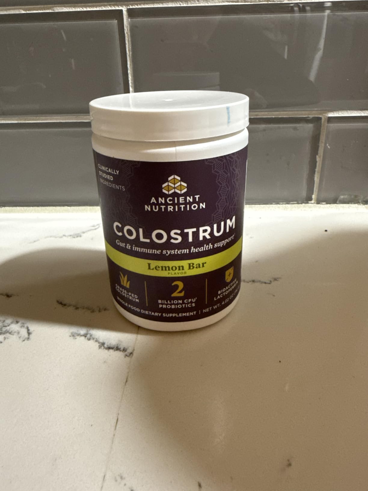 Ancient Nutrition Colostrum Superfood Powder, Grass Fed Bovine Colostrum, Supports Healthy Gut Microbiome and Immune System, Clinically Studied Lactoferrin & Probiotics, Lemon Bar, 60 Servings customer photo 2