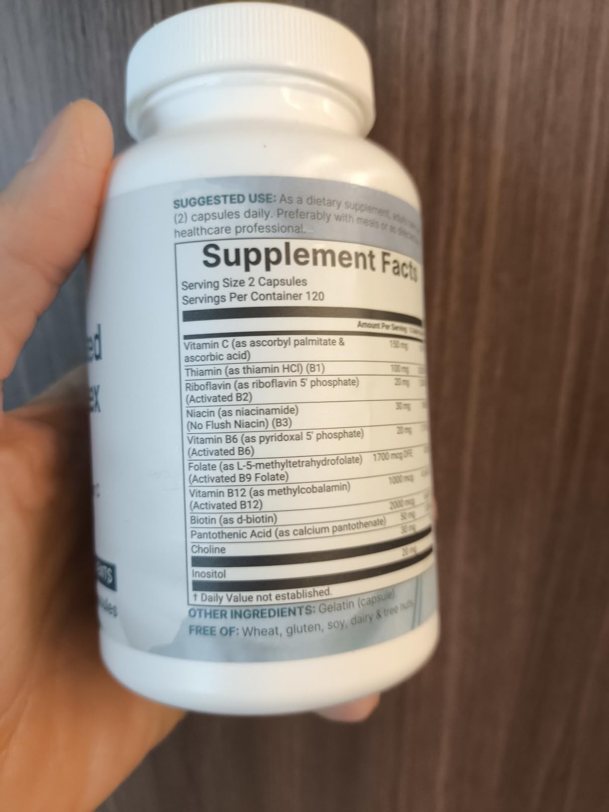 Micro Ingredients Pure Methylated B Complex, 240 Capsules | 11-in-1 Formula with Methylfolate, B12, Thiamin, Inositol, Choline, & Fat Soluble Vitamin C | Clean Ingredients Without Fillers | Non-GMO customer photo 1