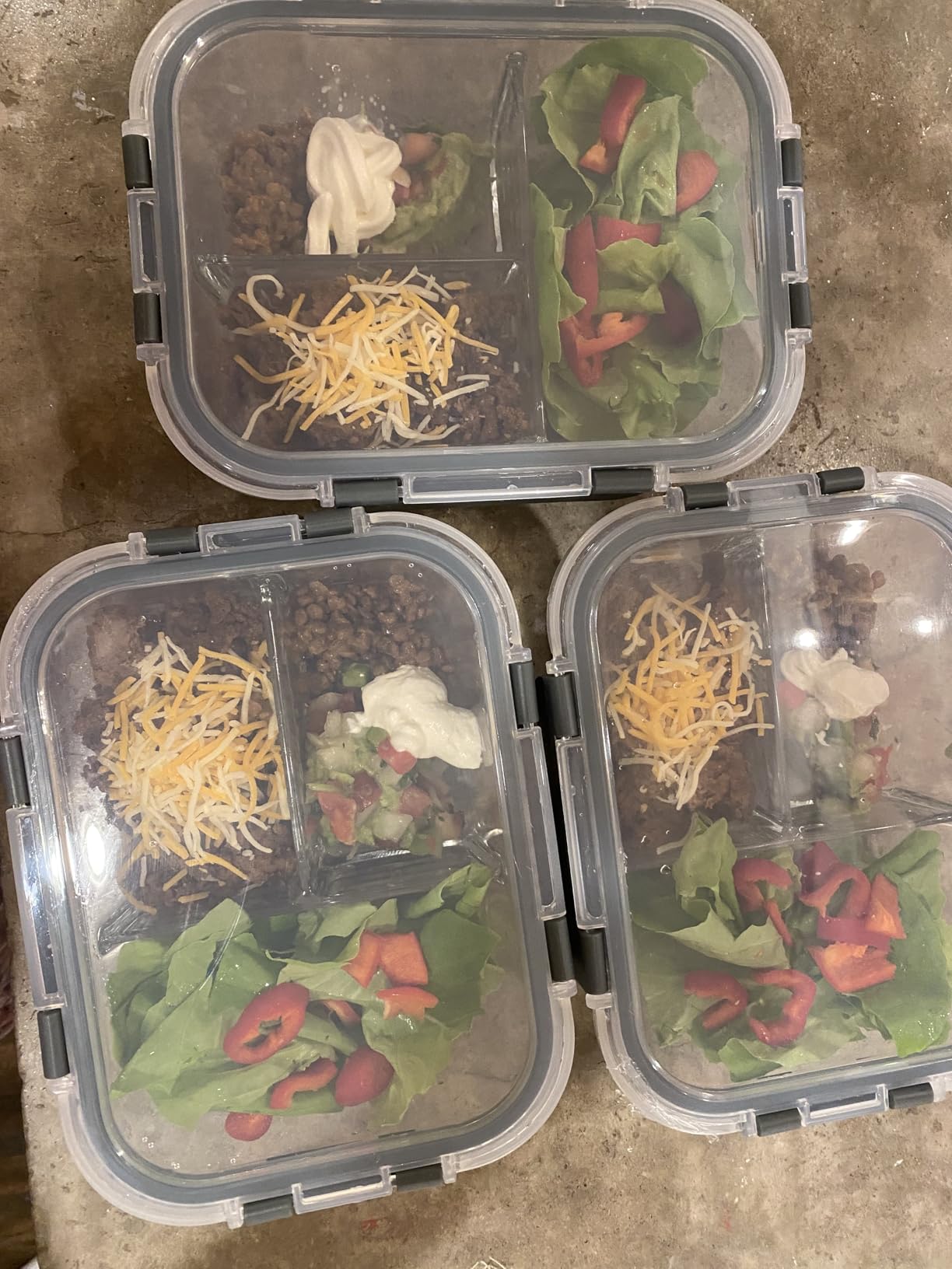 KOMUEE Glass Meal Prep Containers 3 Compartments, 5 Pack 36 oz, Glass Food Storage Containers with Lids, Airtight Lunch Bento Box, Portion Control, Freezer and Microwave Safe customer photo 2