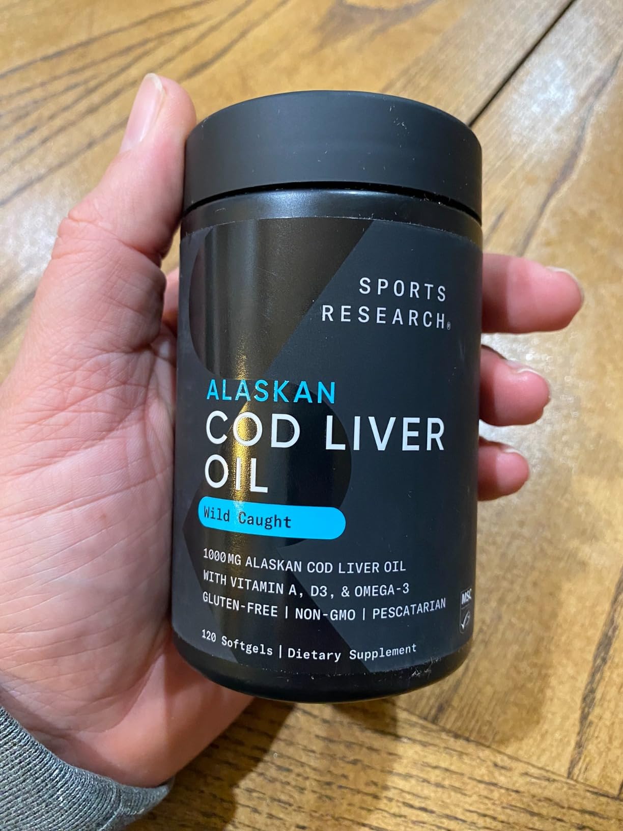 Sports Research Omega-3 Wild Alaskan Cod Liver Oil 1000mg with Vitamins A (1000 IU) & D3 (400 IU) - Burpless, Bovine Free, Non-GMO, & MSC Certified Sustainable - 120 Softgels customer photo 2