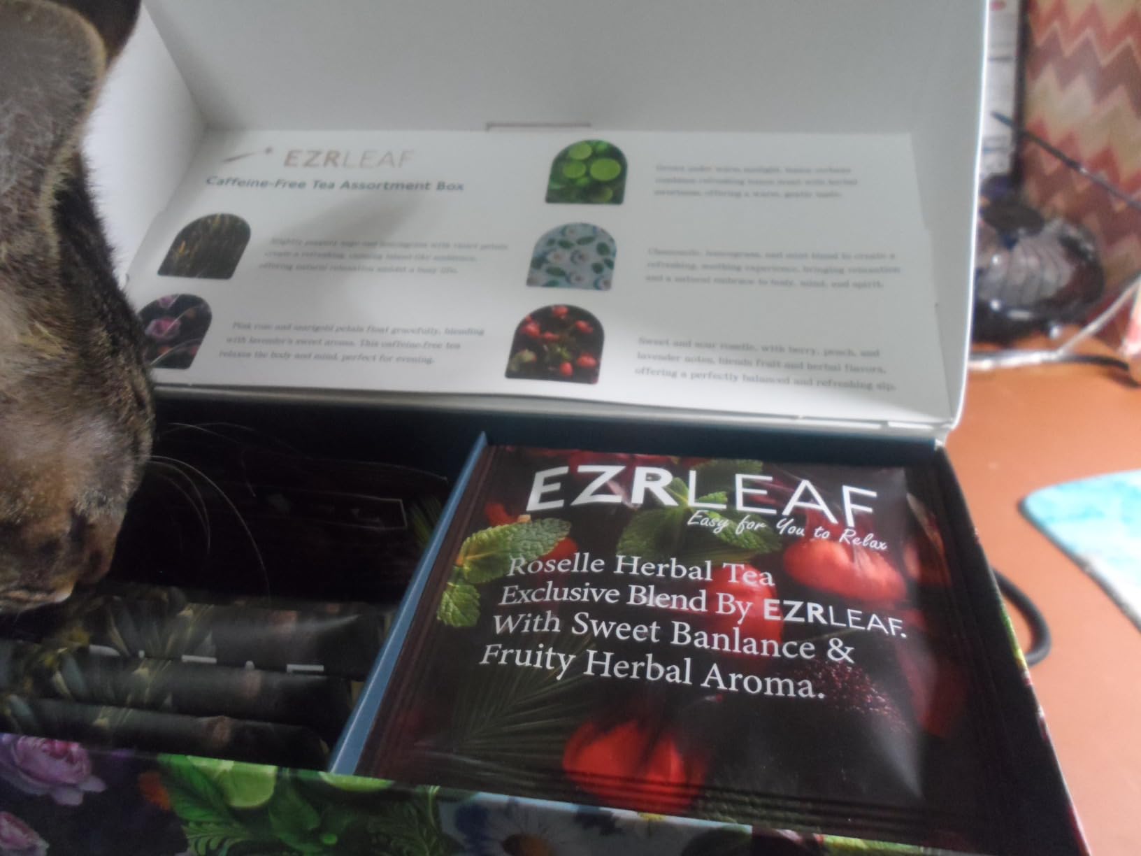 Caffeine-Free Herbal Tea Sampler by Pura EZR Leaf, 22ct Pyramid Tea Bags, Floral & Fruit Tea Gift Set with Lemon Verbena, Chamomile Mint, Dreamland & Roselle, Bedtime Tea Variety Gift Set customer photo 2