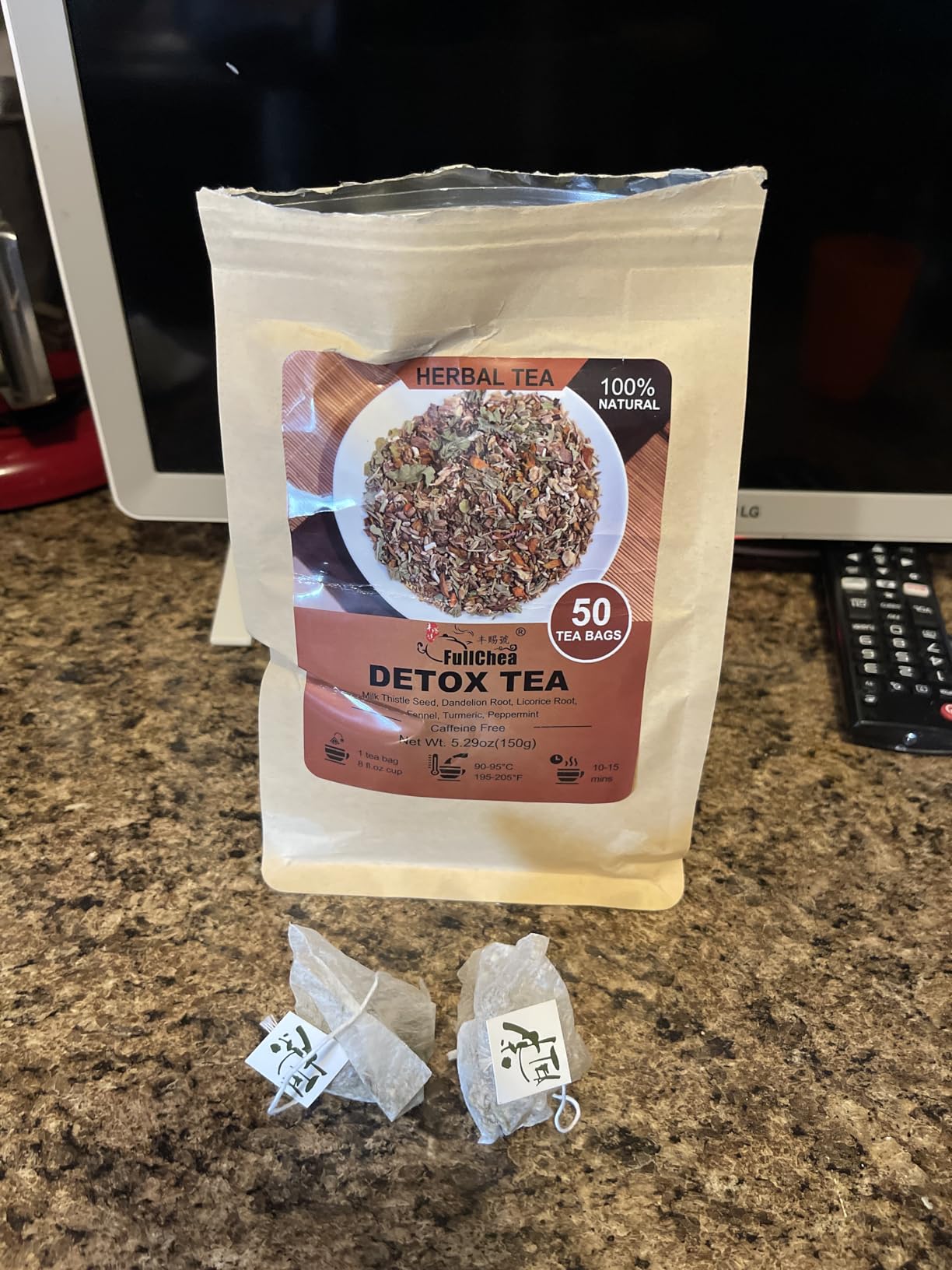FullChea - Detox Tea Bags, 50 Teabags Liver Detox Tea, With Milk Thistle Seed, Dandelion Root, Licorice Root, Fennel, Turmeric, Peppermint - Liver Cleansing and Support customer photo 1