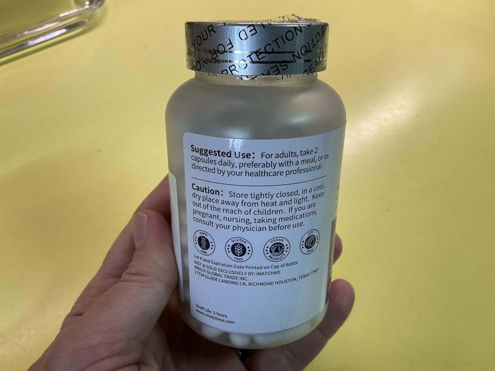 iMATCHME Magnesium Glycinate 850mg Capsules with L-Theanine, Chamomile & GABA for Sleep, Calmness, Muscle, Bone Health & Immune Support, Magnesium for Women and Men, Vegan, High-Absorption, 120 Count customer photo 1