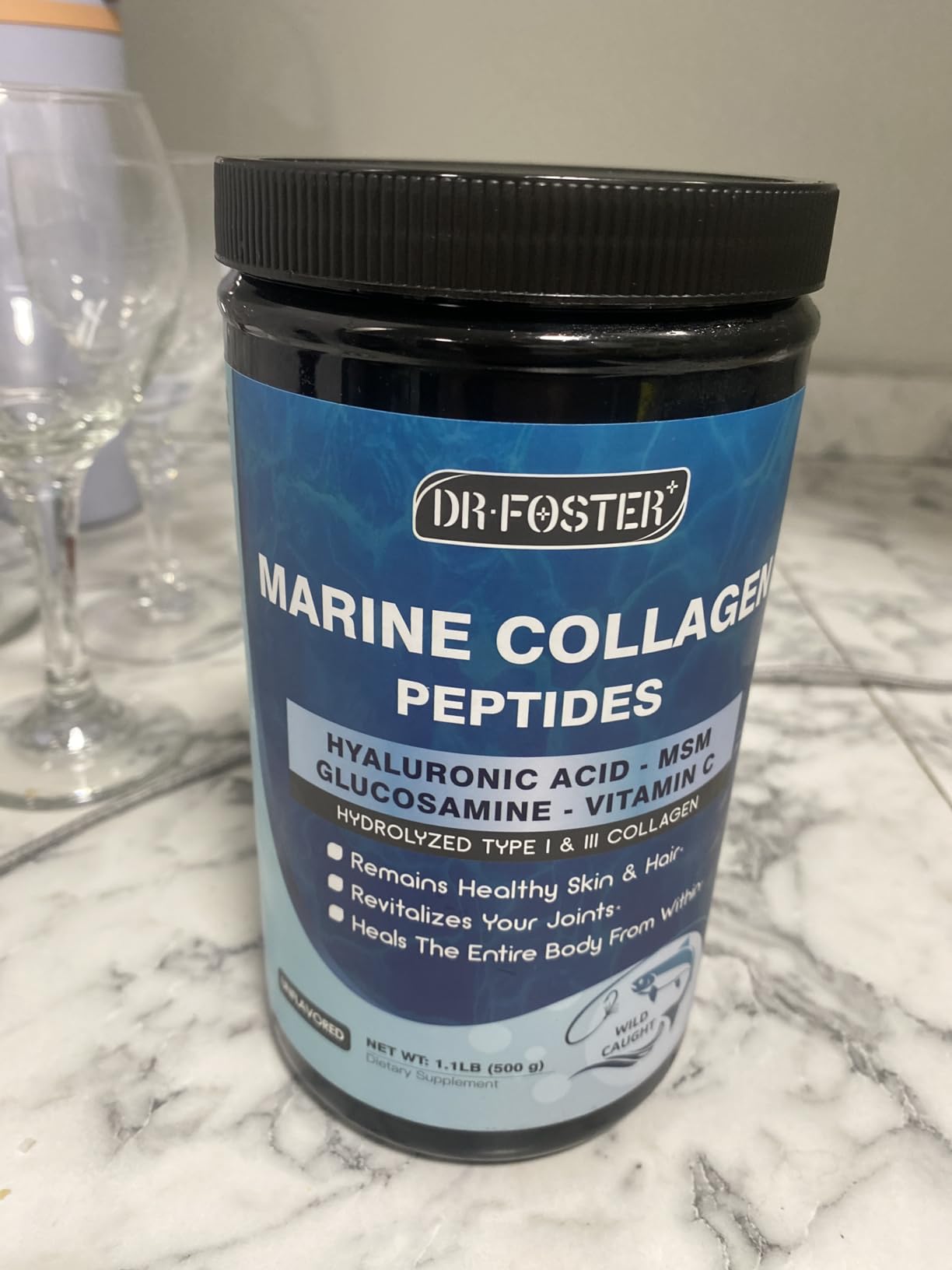 DRFOSTER Marine Collagen Peptides Powder with MSM + GC, Multi Type I & III Collagen with Hyaluronic Acid, Vitamin C & E for Skin, Hair & Nails, Wild-Caught Fish, 50 Servings customer photo 1