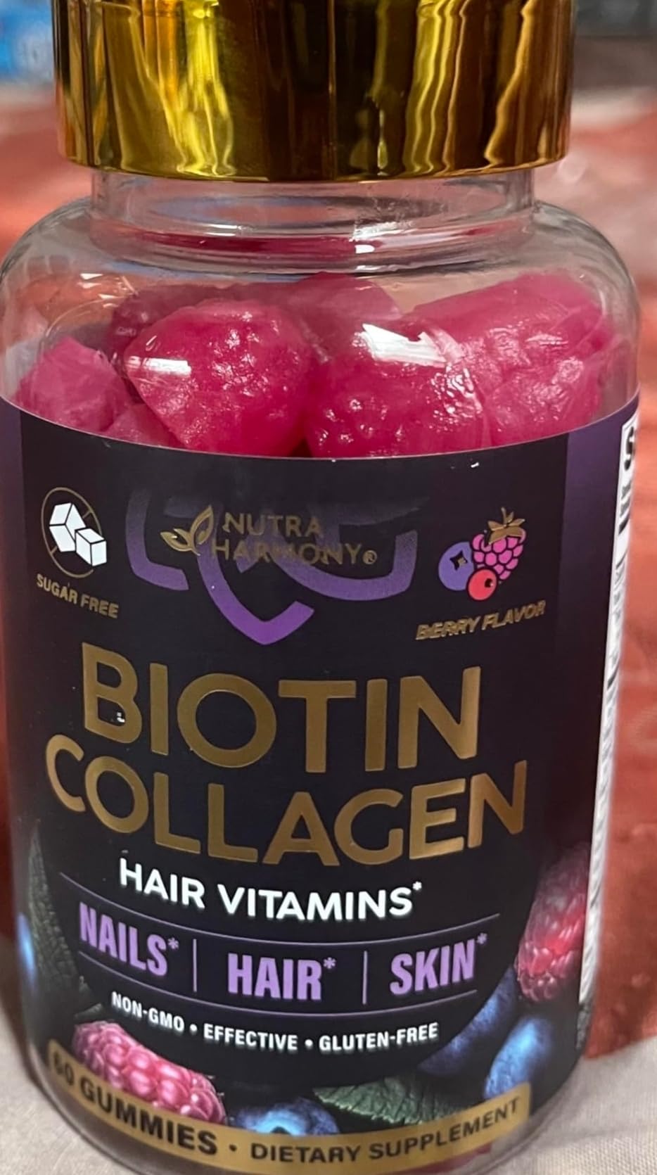 Biotin Gummies with Collagen - Hair Growth Support, Skin, & Nail Strength - for Women & Men - Biotin 10000mcg | Keratin | Hyaluronic Acid | B-Complex | Nettle - Sugar-Free, Mixed Berry, 60 Gummies customer photo 2