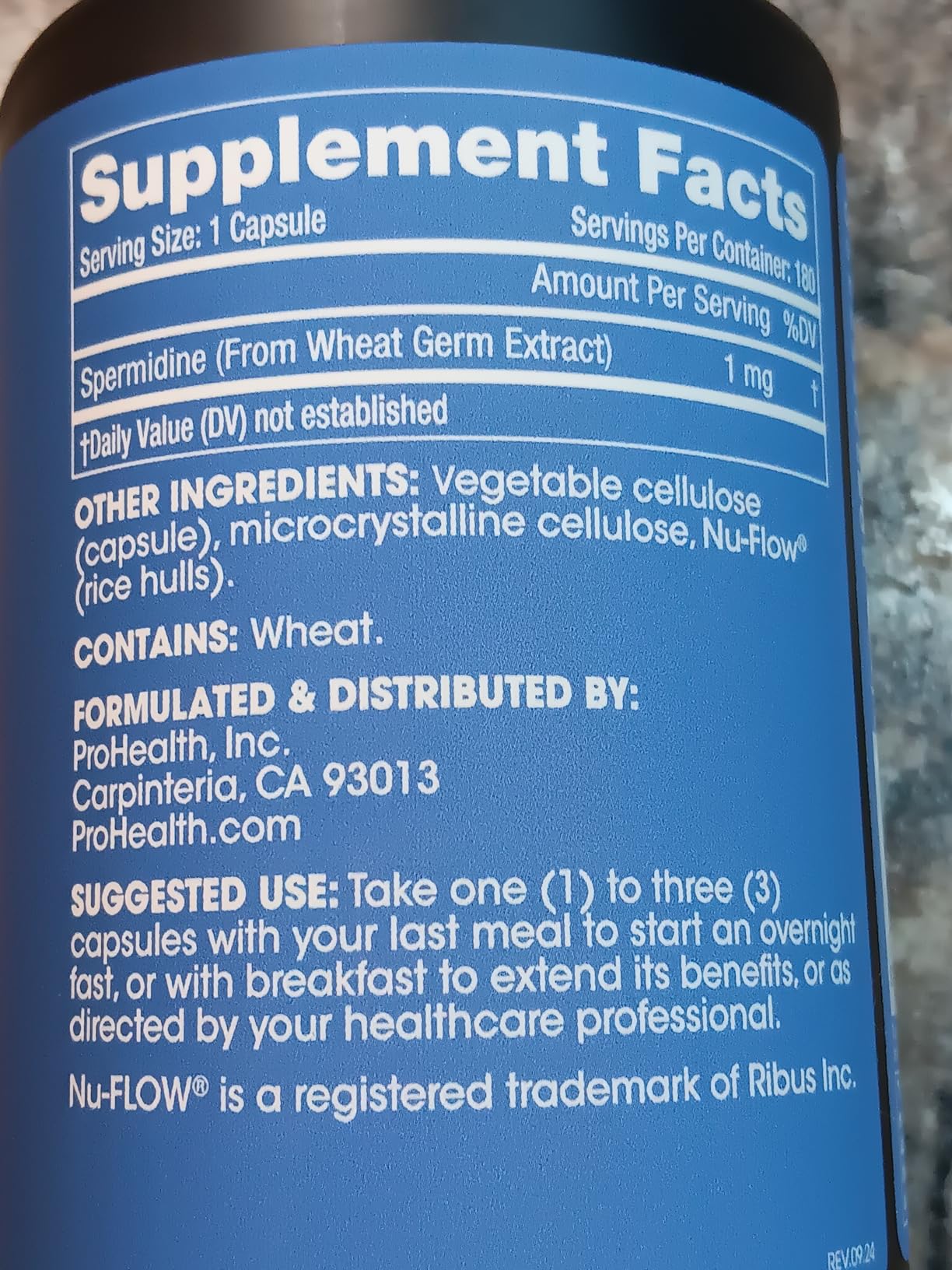 ProHealth Pure Spermidine 1 mg | 180 Capsules | Plant-Based Wheat Germ Extract for Cellular Renewal & Autophagy Support | Non-GMO, Triple Lab-Tested, GMP-Certified customer photo 2