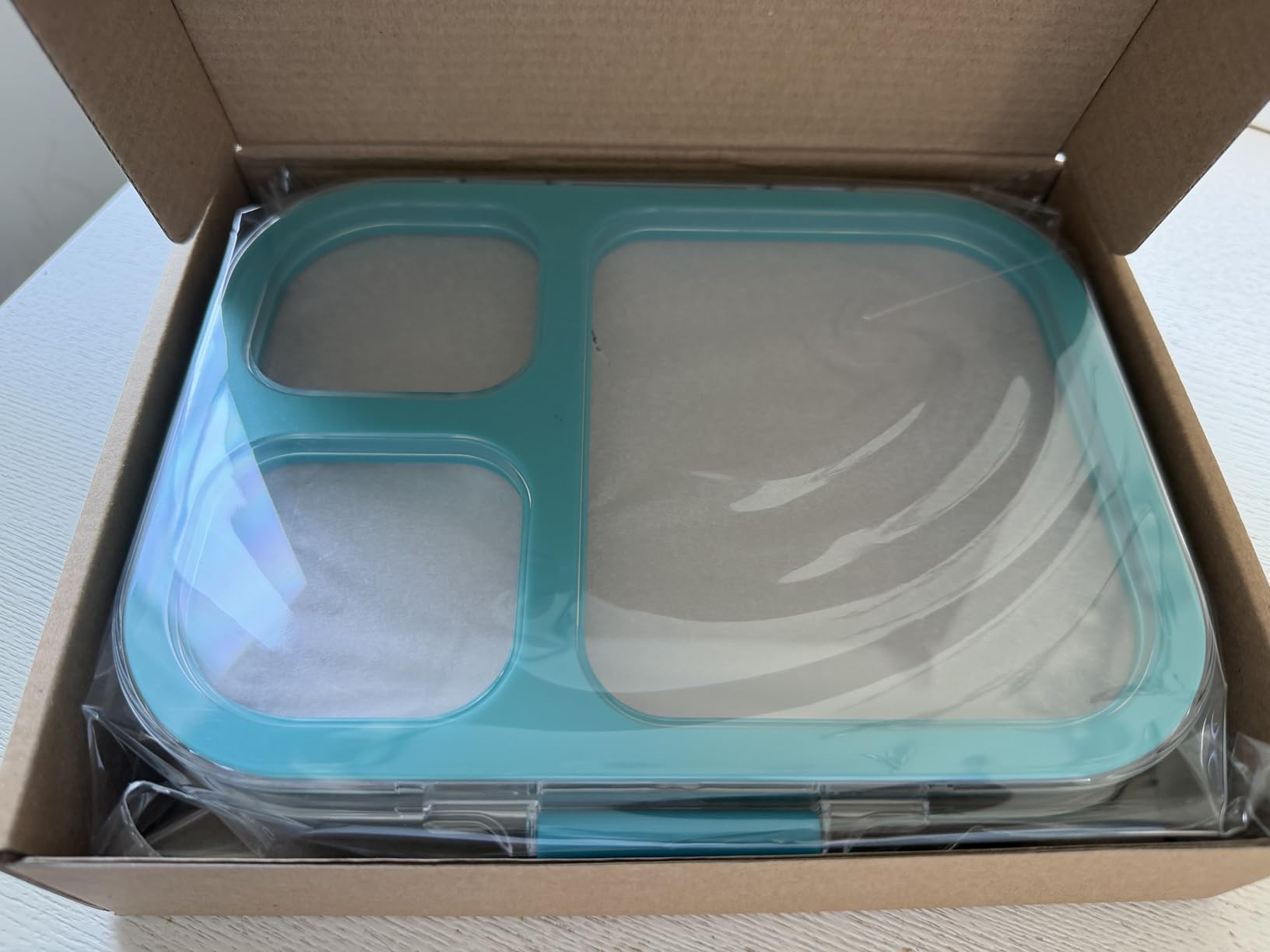 HOMEKOL Stainless Steel Bento Lunch Box, 3-Compartment Leak-Proof Lunch Container for Kids & Adults, BPA/BPS-Free 304 Metal Food Box, Dishwasher Safe, Clear Tritan Lid, Blue (Not Insulated) customer photo 2