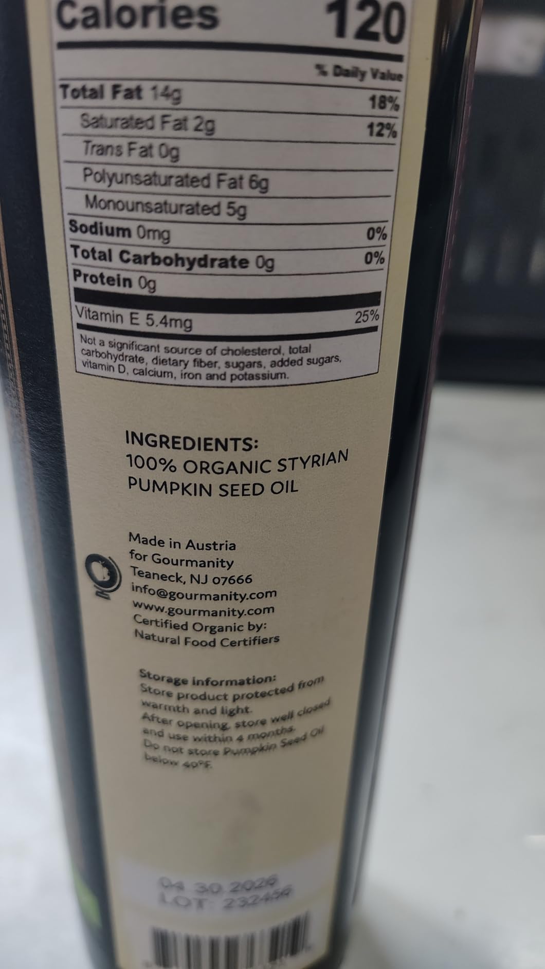 Gourmanity Organic Cold Pressed Styrian Pumpkin Seed Oil, Traditionally Made in Austria, 100% Pure Healthy and Delicious Oil, Non-GMO, Vegan and Keto Friendly, Perfect Drizzled Over Salads, 16.9 oz customer photo 2