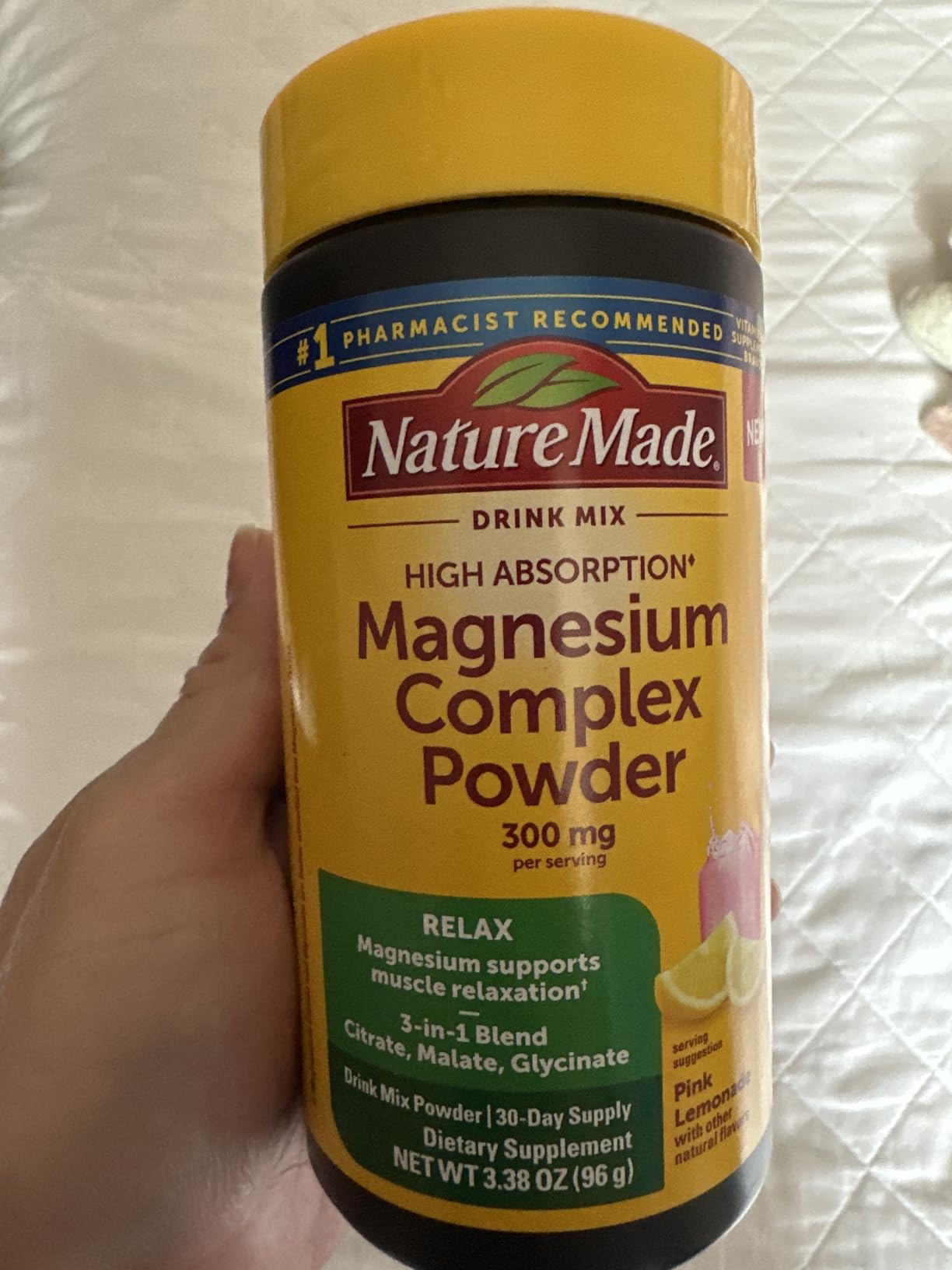 Nature Made High Absorption Magnesium Complex Drink Mix Powder, Magnesium Citrate, Glycinate & Malate 3-in-1 Blend, Pink Lemonade Flavor, 96 g, 30 Day Supply customer photo 2