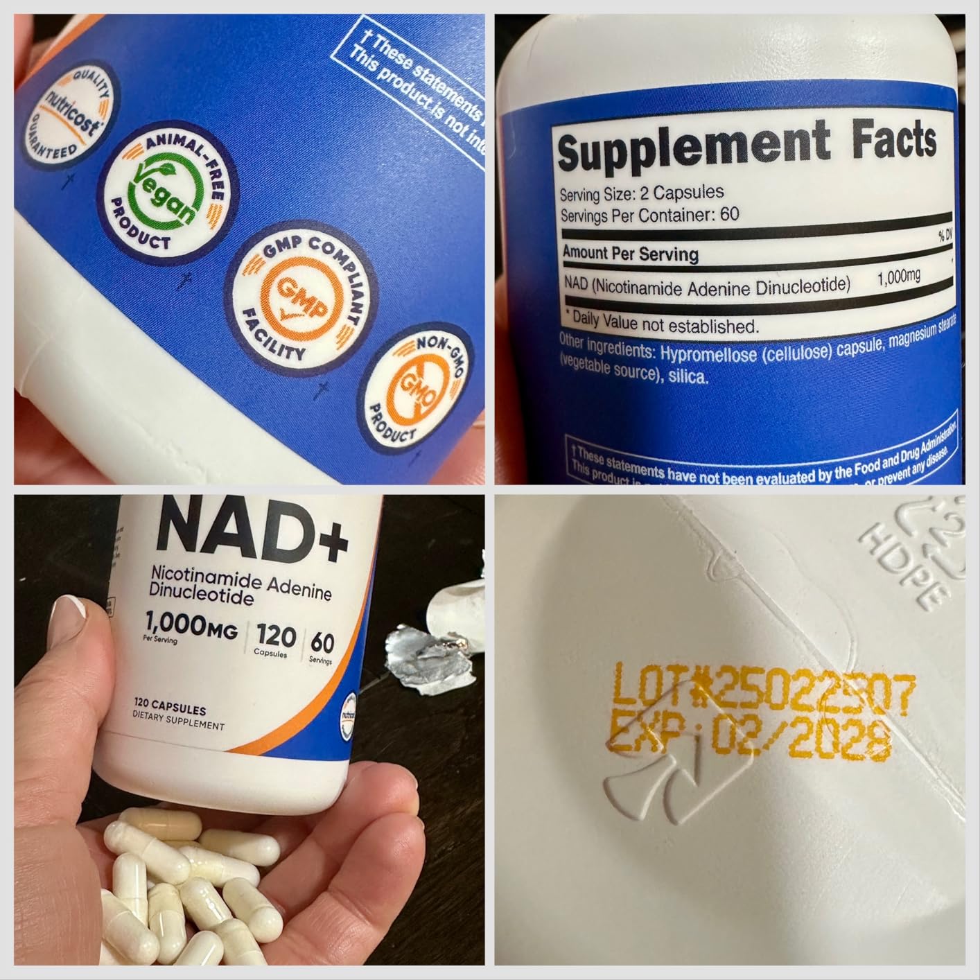 Nutricost NAD+ Supplement 1,000mg per Serving, 120 Capsules (Nicotinamide Adenine Dinucleotide) - 60 Servings, Gluten-Free, Vegan customer photo 2