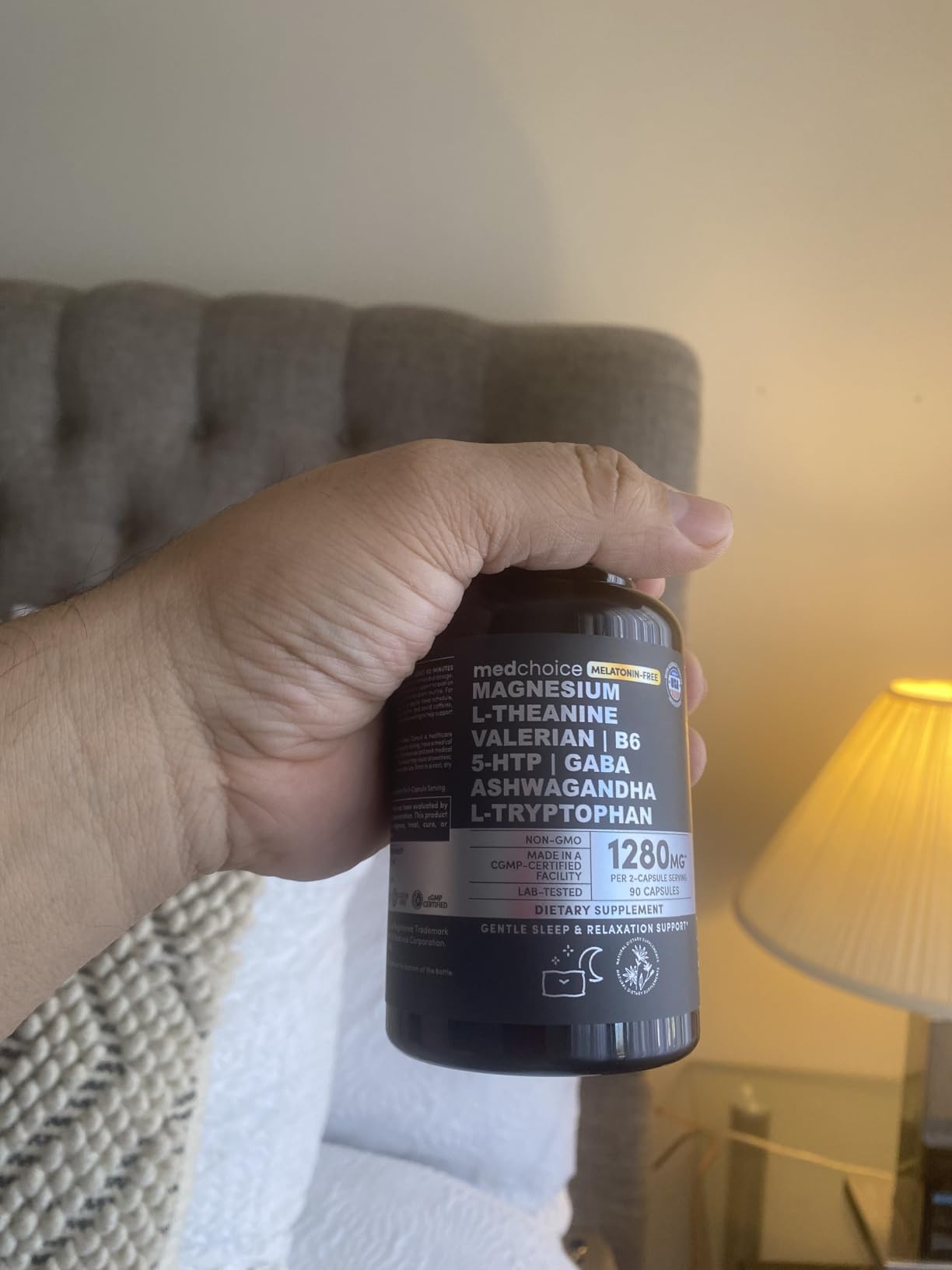 12-in-1 Sleep Support Capsules - Melatonin-Free and Non-Habit Forming Sleep Supplement with a Balanced Blend of Magnesium, Ashwagandha, L-Tryptophan, Valerian Root, GABA and 5-HTP (90 Capsules) customer photo 1