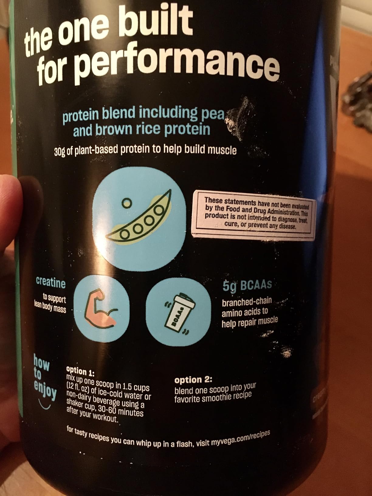 Vega Protein + Creatine - 30g Plant Based Protein Powder + 3g Creatine So You Bounce Back Faster - Low Carb Plant Protein Powder, Post Workout Vegan Shake - Chocolate, 20 Servings, 2.25 lb customer photo 1