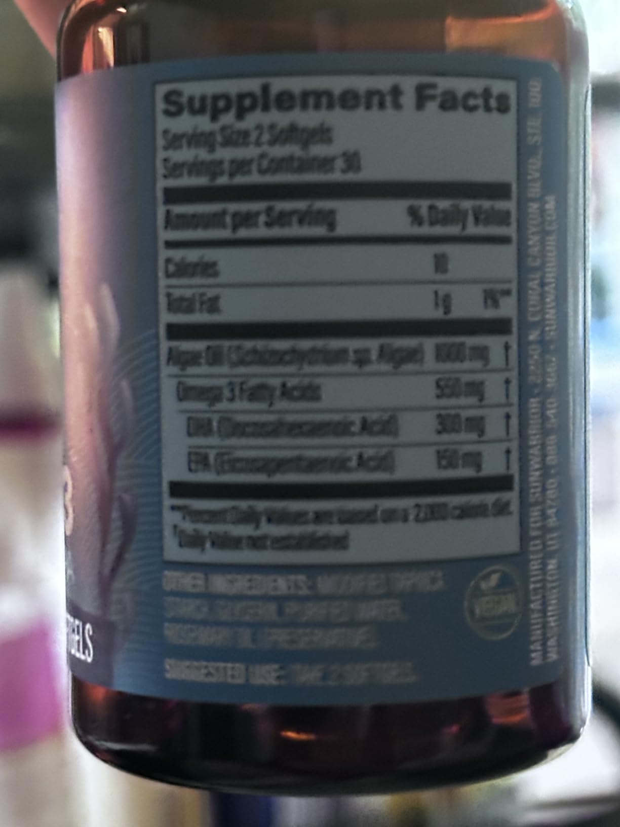 Vegan Omega 3 Algae Oil Plant-Based DHA & EPA from Algae Oil | 550mg Omega-3s per Softgel with 300mg DHA & 150mg EPA | Heart, Brain, & Vision Support | Non-GMO Carrageenan-Free Sustainable 30 Servings customer photo 1