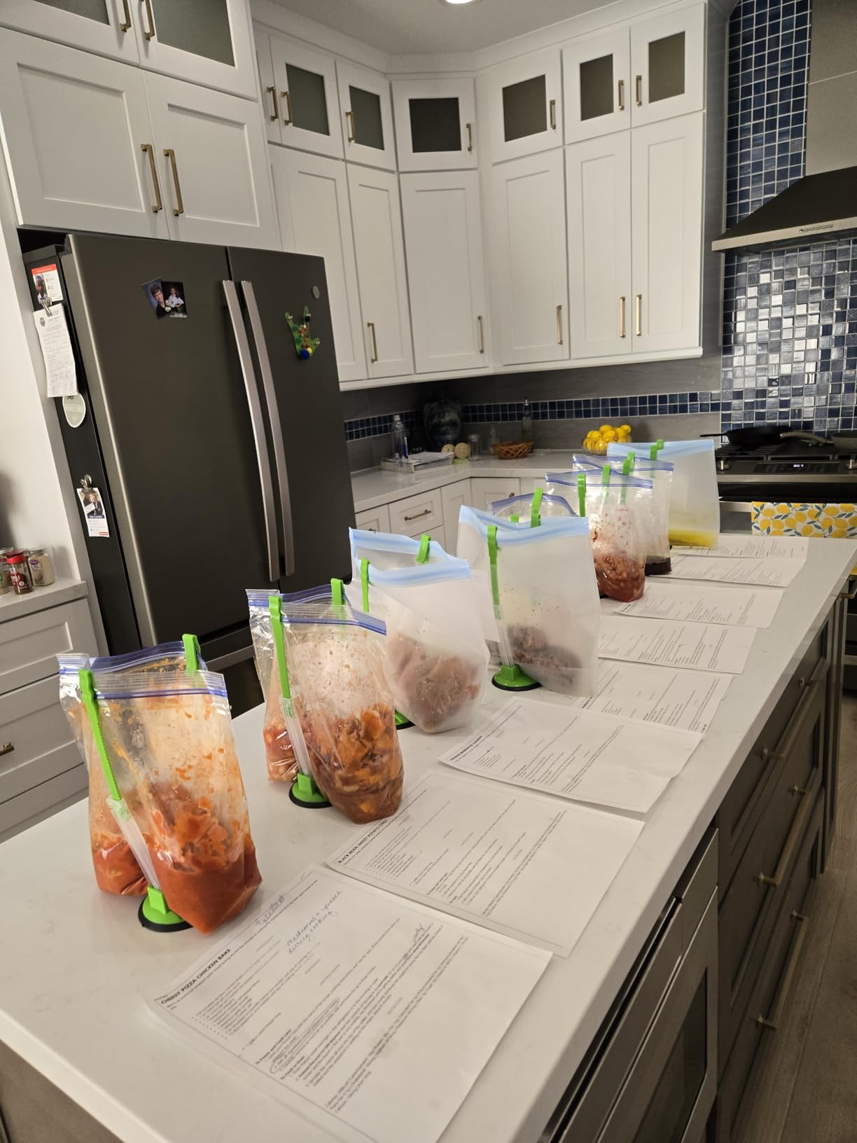 SPLF 10 Pack Stand-Up Reusable Quart Freezer Bags Dishwasher Safe, Extra Thick Leakproof 1 Quart Food Storage Bags, BPA Free Bags for Meal Prep, Sandwich, Snack, Fridge Organization customer photo 2