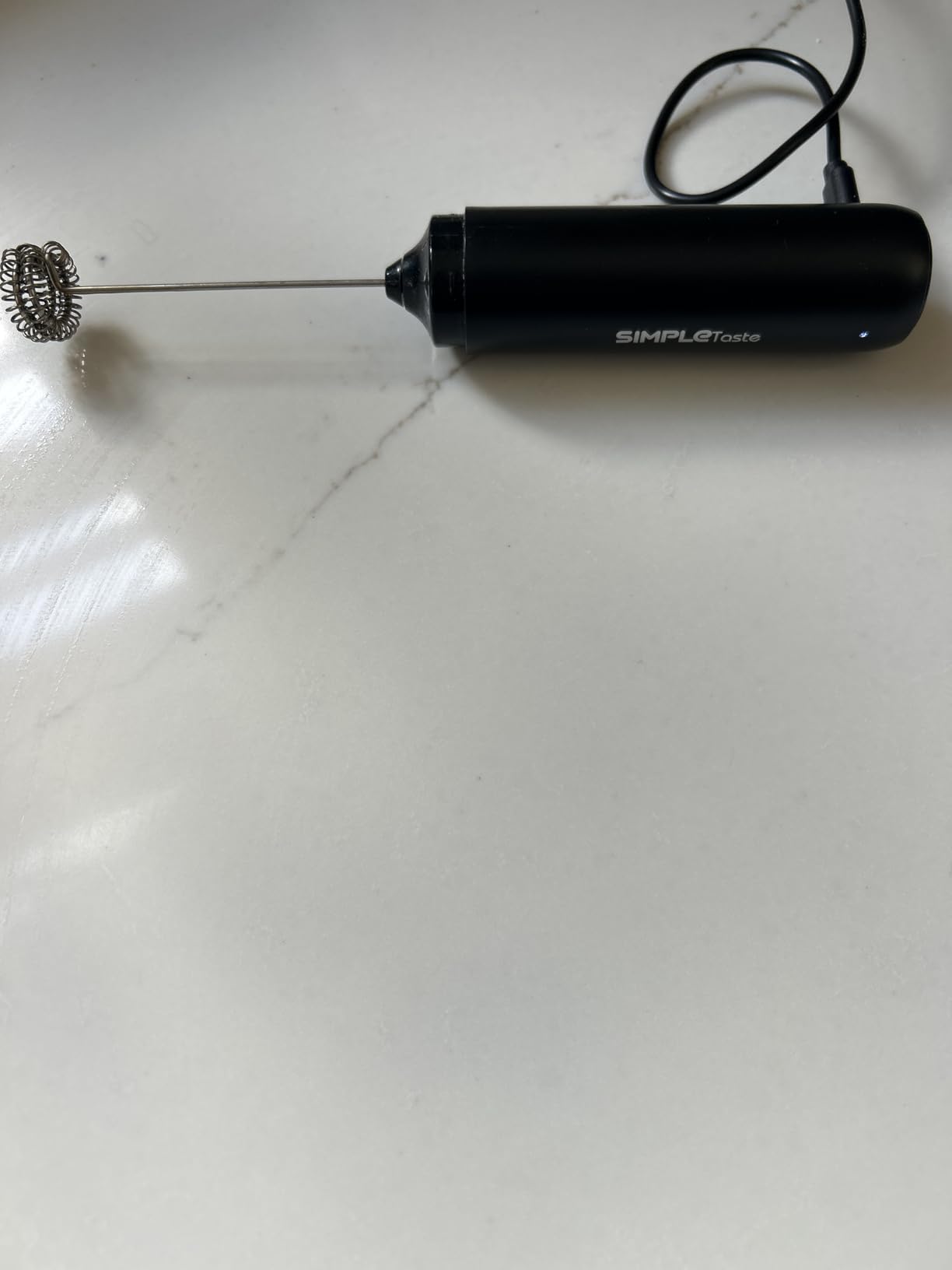 SIMPLETASTE Milk Frother Handheld Electric Foam Maker, Drink Mixer with Stainless Steel Whisk for Cappuccino, Bulletproof Coffee, Latte, Black, without Stand, USB-C Rechargeable customer photo 1