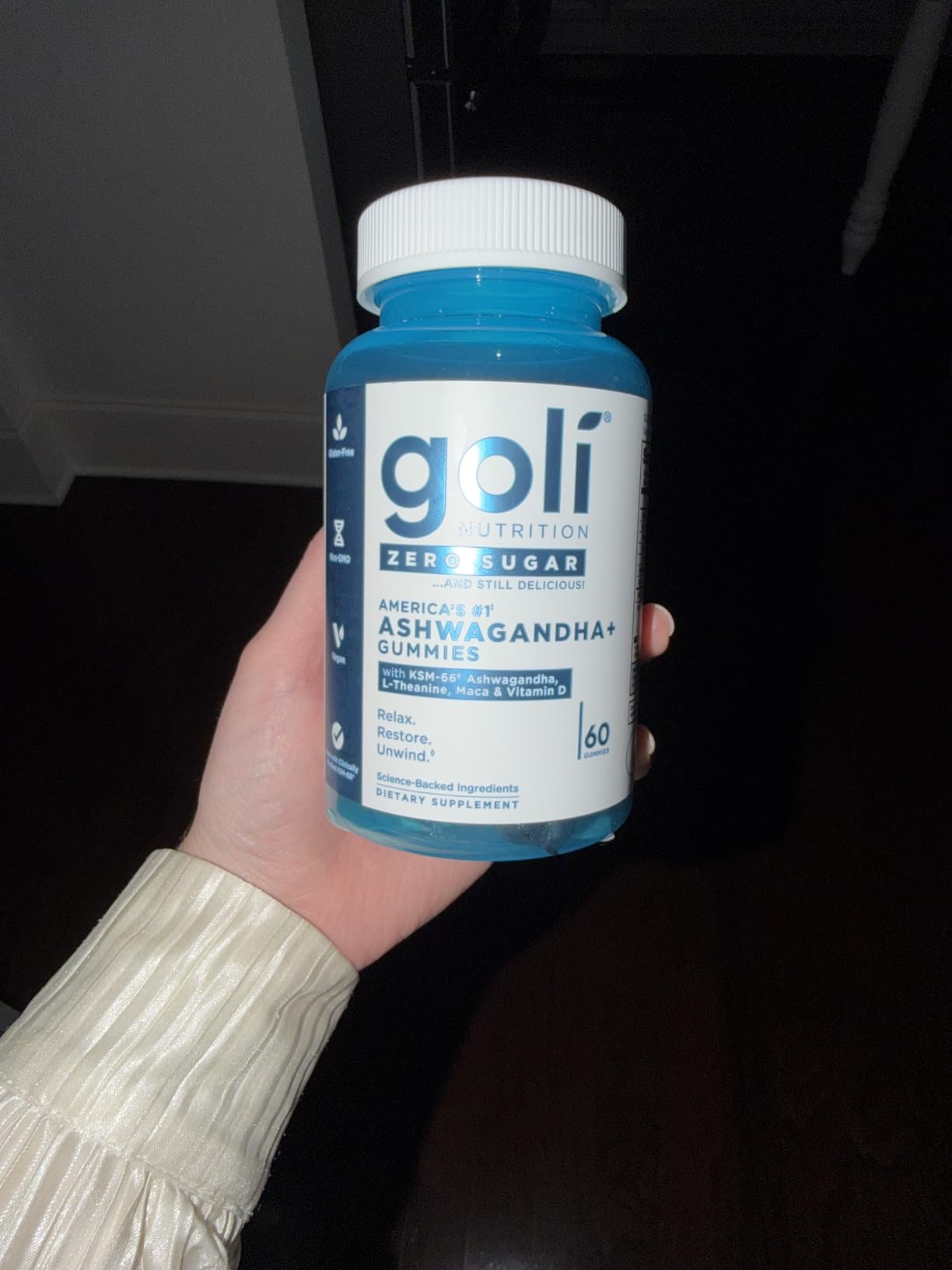 Goli Zero Sugar Ashwagandha Gummies with KSM-66, L-Theanine, Maca and Vitamin D - No Sugar Alcohols - Vegan, Keto-Friendly, Non-GMO customer photo 1