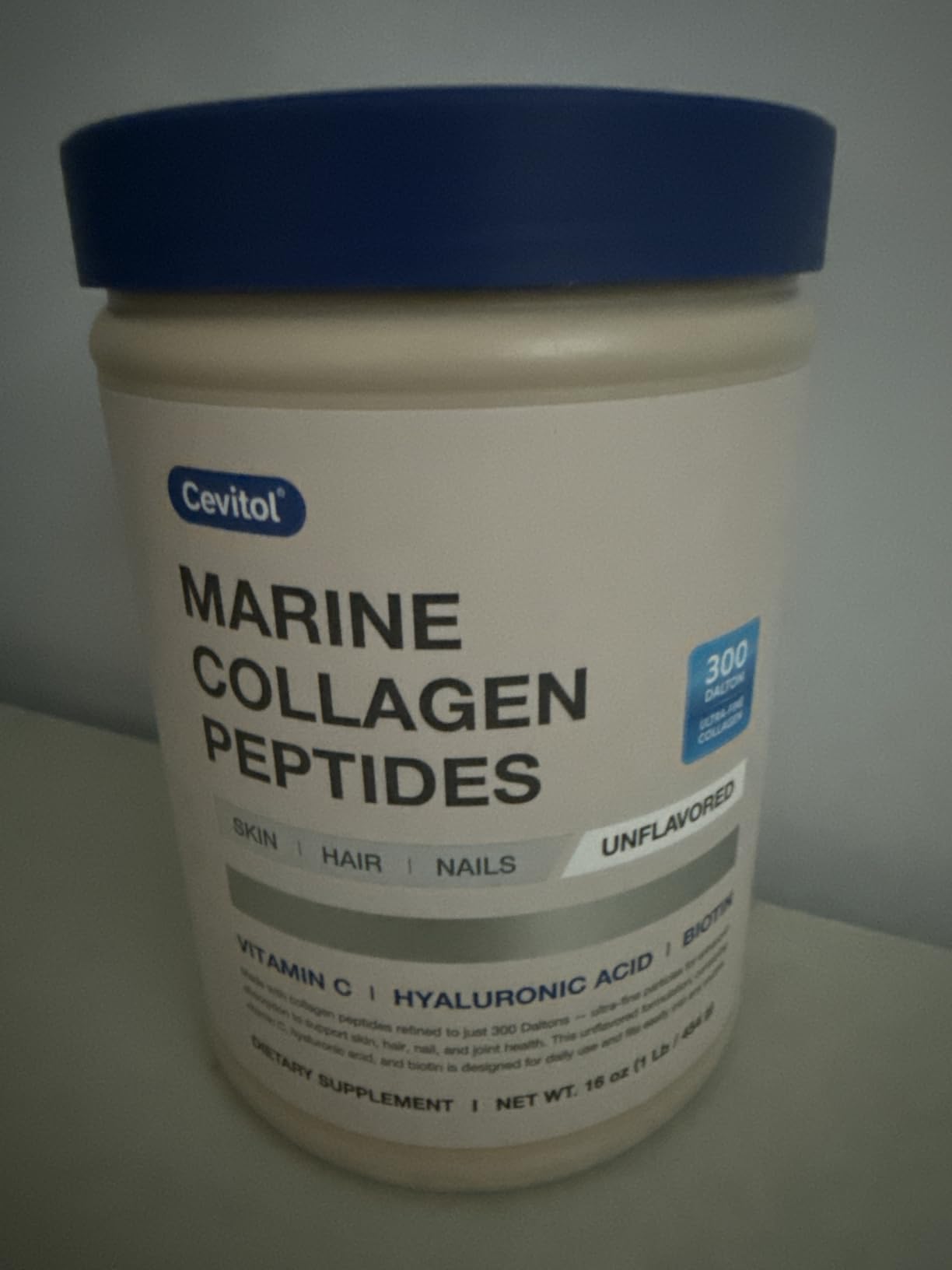 Marine Collagen Peptides - Hydrolyzed Ultra-fine Collagen Powder for Women & Men, Hyaluronic Acid, Biotin, Vitamin C, for Skin, Hair, Nails, Joints, Non-GMO, Unflavored, Easily Dissolved, 16oz customer photo 1