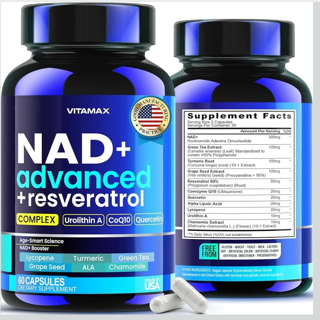 Liposomal NAD+ Supplement Extra Strength | Urolithin A, Resveratrol, CoQ10 - Women & Men - ALA, Green Tea, Quercetin, Lycopene | High Purity, Energy & Regeneration - Made in USA - 60ct customer photo 2