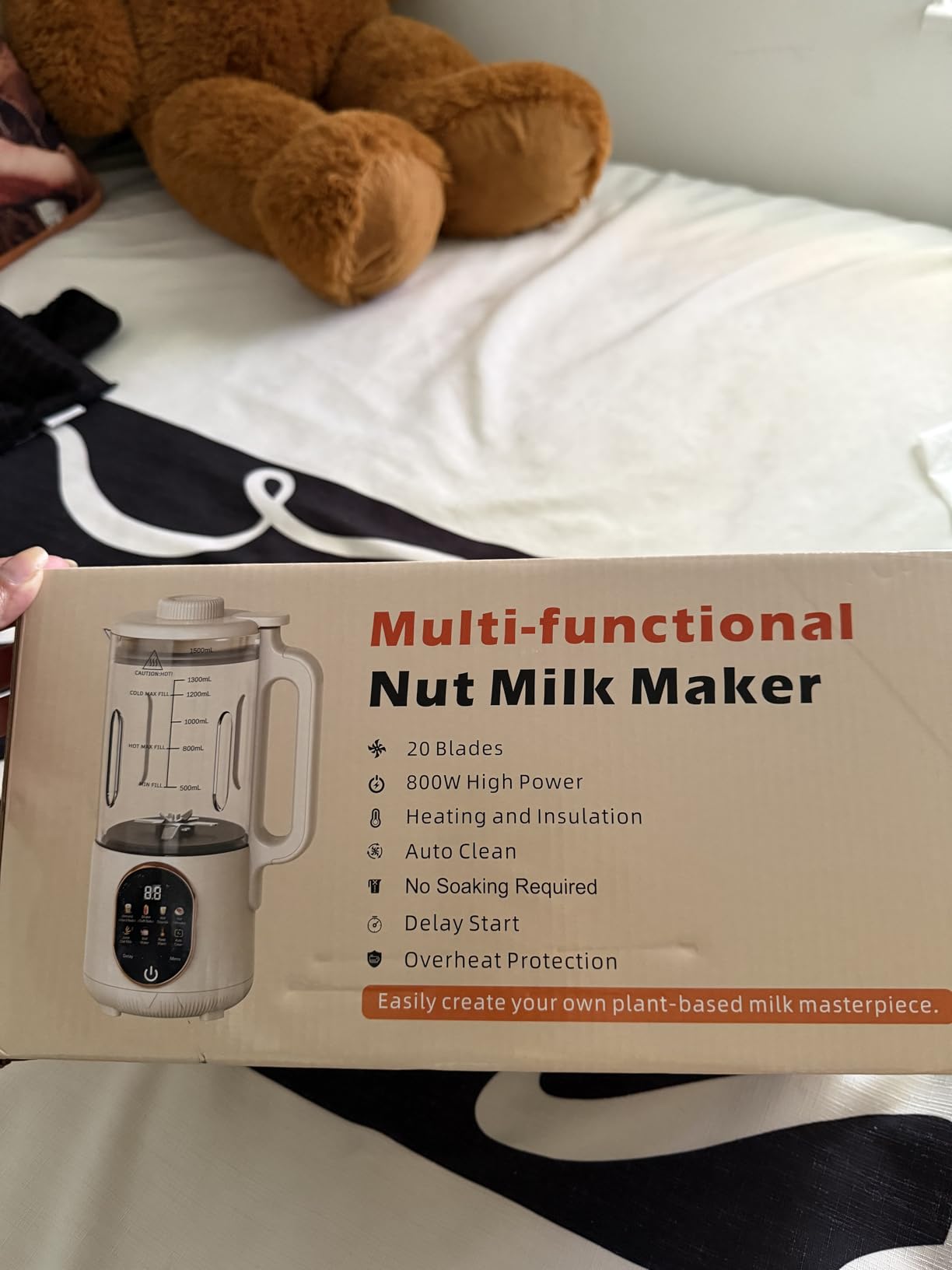 50oz Nut Milk Maker Machine, 10 in 1 Automatic Plant Based Milk Maker for Homemade Oat, Coconut, Chowder, Juice, Soy Milk with 20 Blades, Delay Start, Boil Water, Keep Warm & Auto Clean customer photo 2