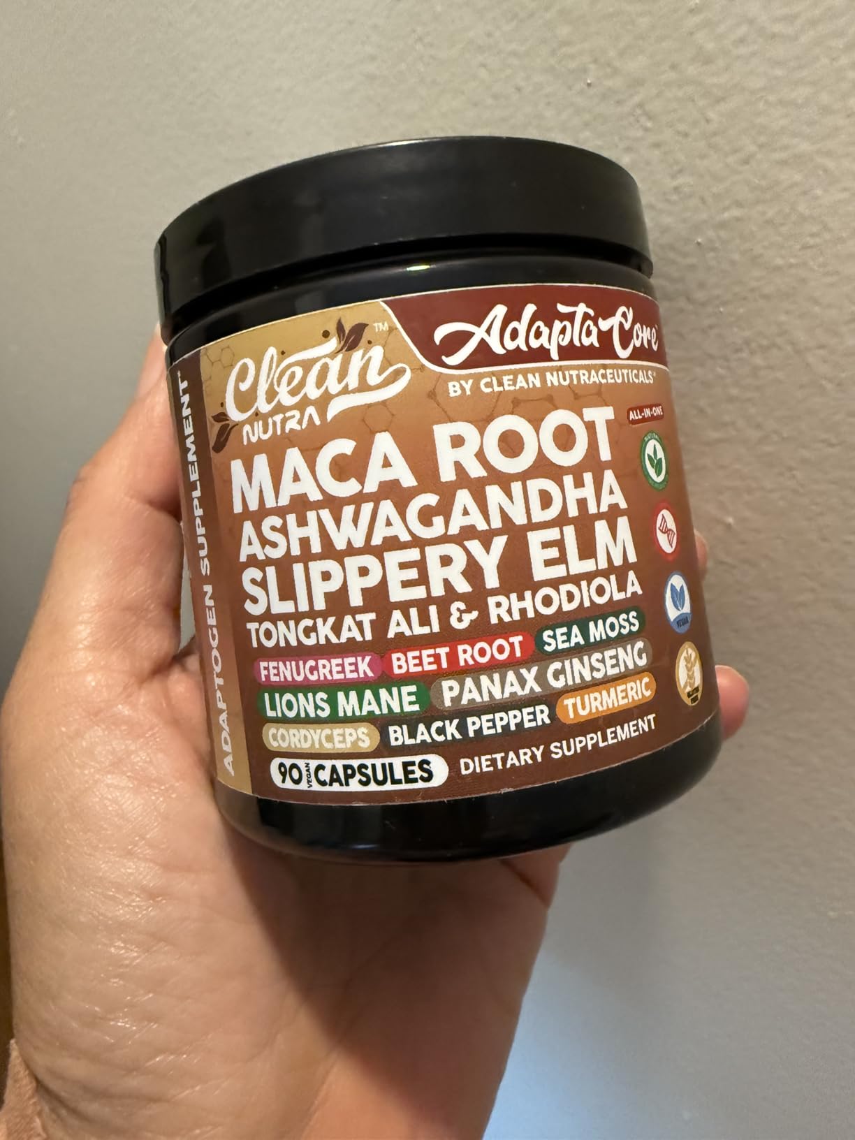 Clean Nutra Organic Maca Root Capsules for Women + Ashwagandha Slippery Elm Tongkat Ali Rhodiola Rosea Fenugreek Beet Root Sea Moss Ginseng Black Yellow Red Maca Powder Supplement 90 Pills customer photo 1