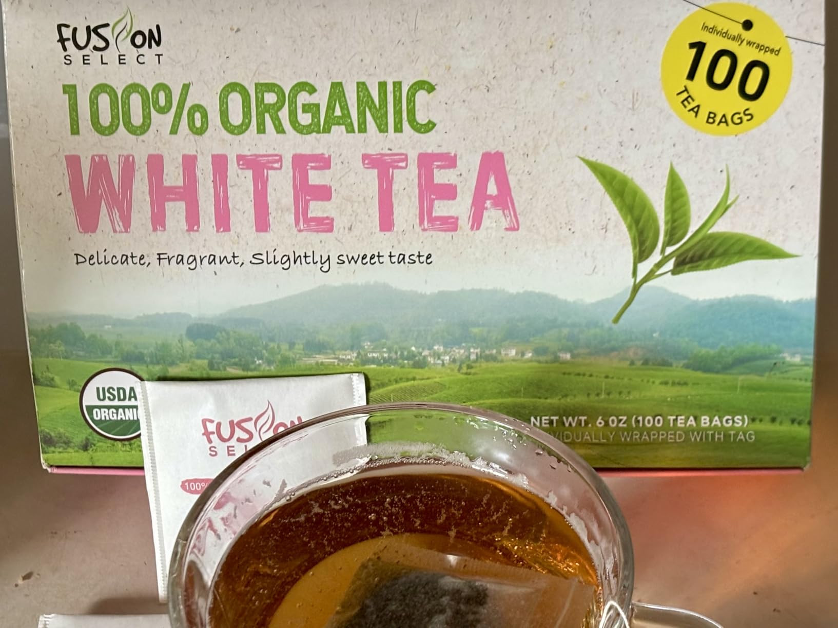 Fusion Select 100% Organic White Tea - Rich in Vitamins & Antioxidants - 100 Organic Premium White Tea Bags customer photo 2