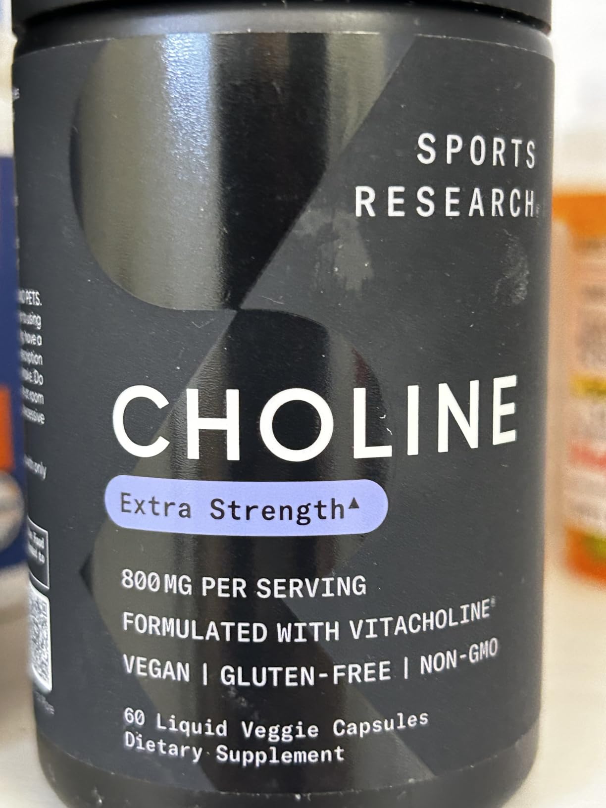 Sports Research Extra Strength Choline 800 mg - Essential Nutrient Featuring VitaCholine for Focus Support - Vegan Certified, Non-GMO, Gluten Free - 60 Liquid Capsules customer photo 1