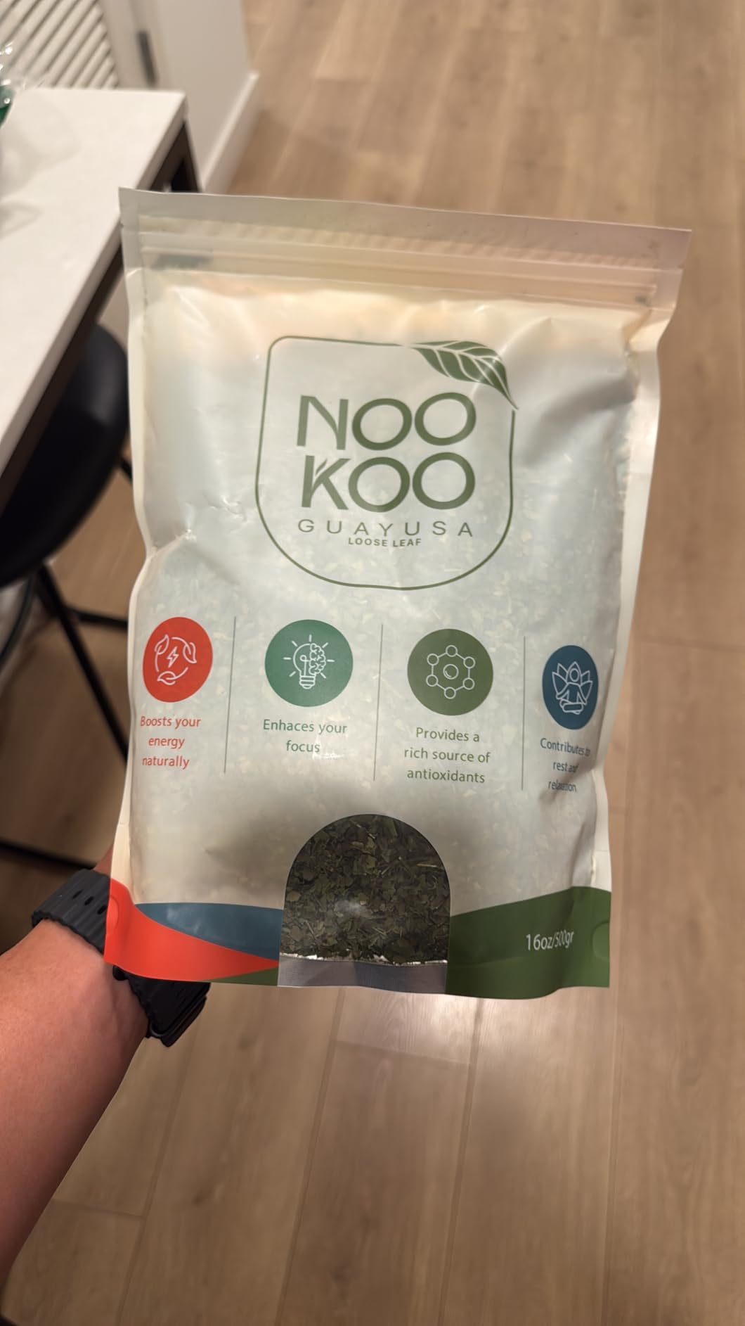 NooKoo Organic Guayusa Loose Leaf Tea 16 oz | Clean Energy & Focus | 60mg Natural Caffeine | Smooth, Jitter-Free Boost | Antioxidant-Rich Herbal Tea | Coffee Alternative from the Amazon customer photo 1