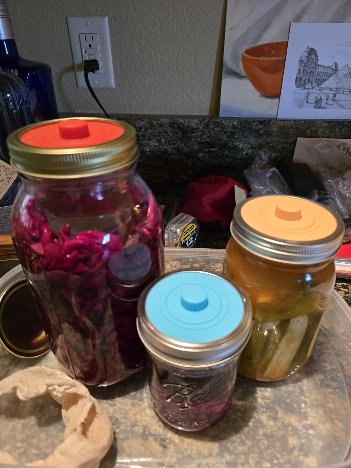 Mfacoy Airlock Fermentation Lids for Wide Mouth Mason Jars, Fermenter Caps, Fermentation Kit for Sauerkraut & Pickle Kit, One Way Waterless Airlock Valve - BPA-Free (Jar Not Included) customer photo 1