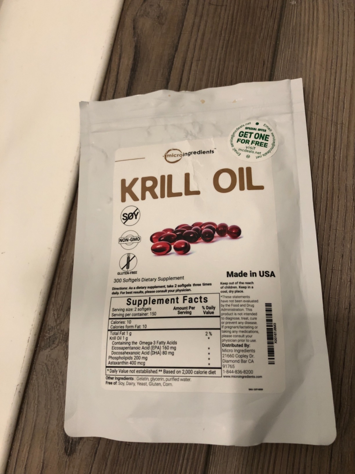 Micro Ingredients Antarctic Krill Oil Supplement with Natural Astaxanthin, 1000mg Per Serving, 150 Soft-Gels, Rich in Omega-3s EPA & DHA, Supports Immune System & Brain Health, Easy to Swallow customer photo 1