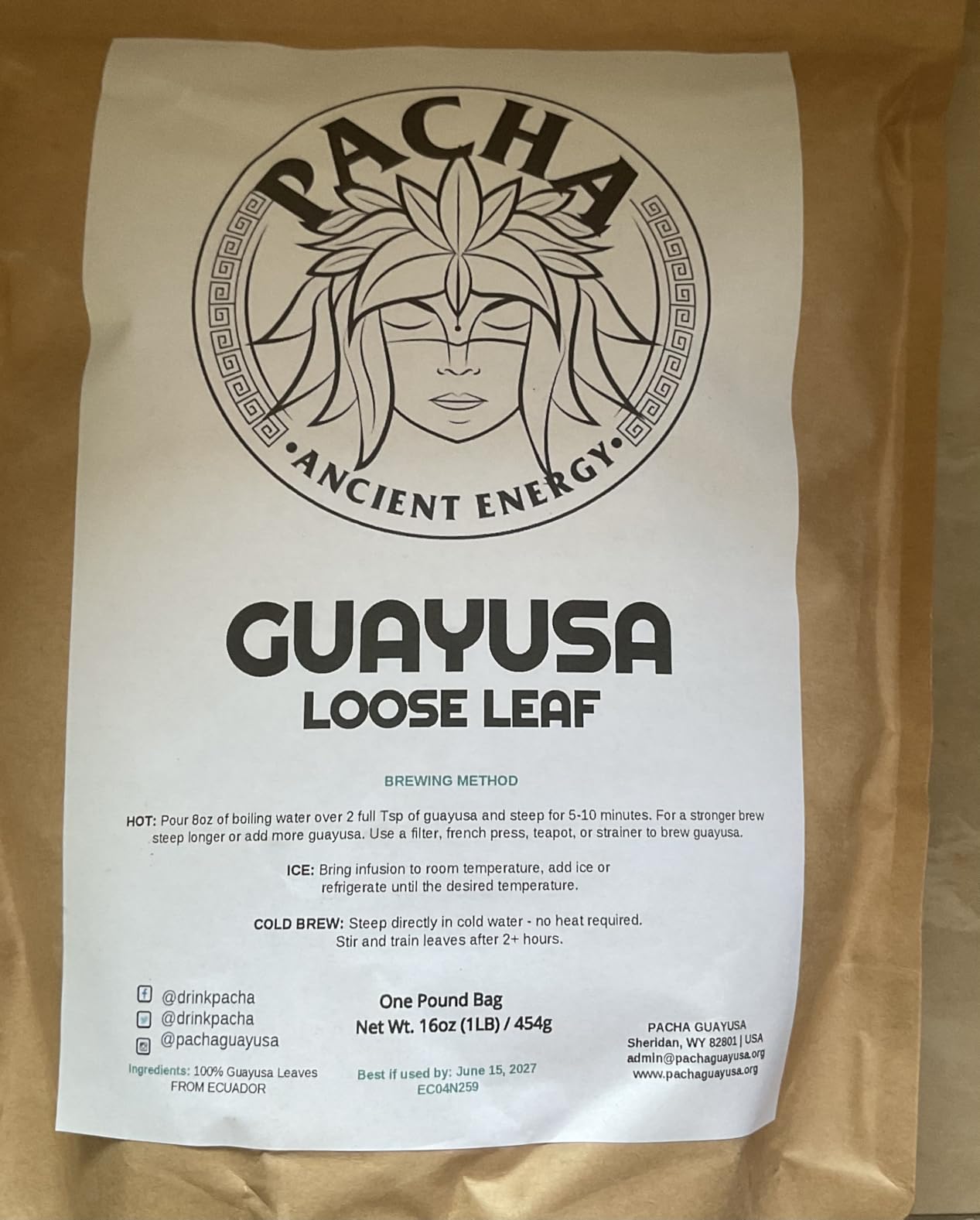 Guayusa Loose Leaf Tea by PACHA | 66mg Caffeine | Naturally High in Antioxidants, L-Theanine & Theobromine | Sustained Energy Herbal Tea (1 Pound (Pack of 1), Traditional Guayusa) customer photo 2