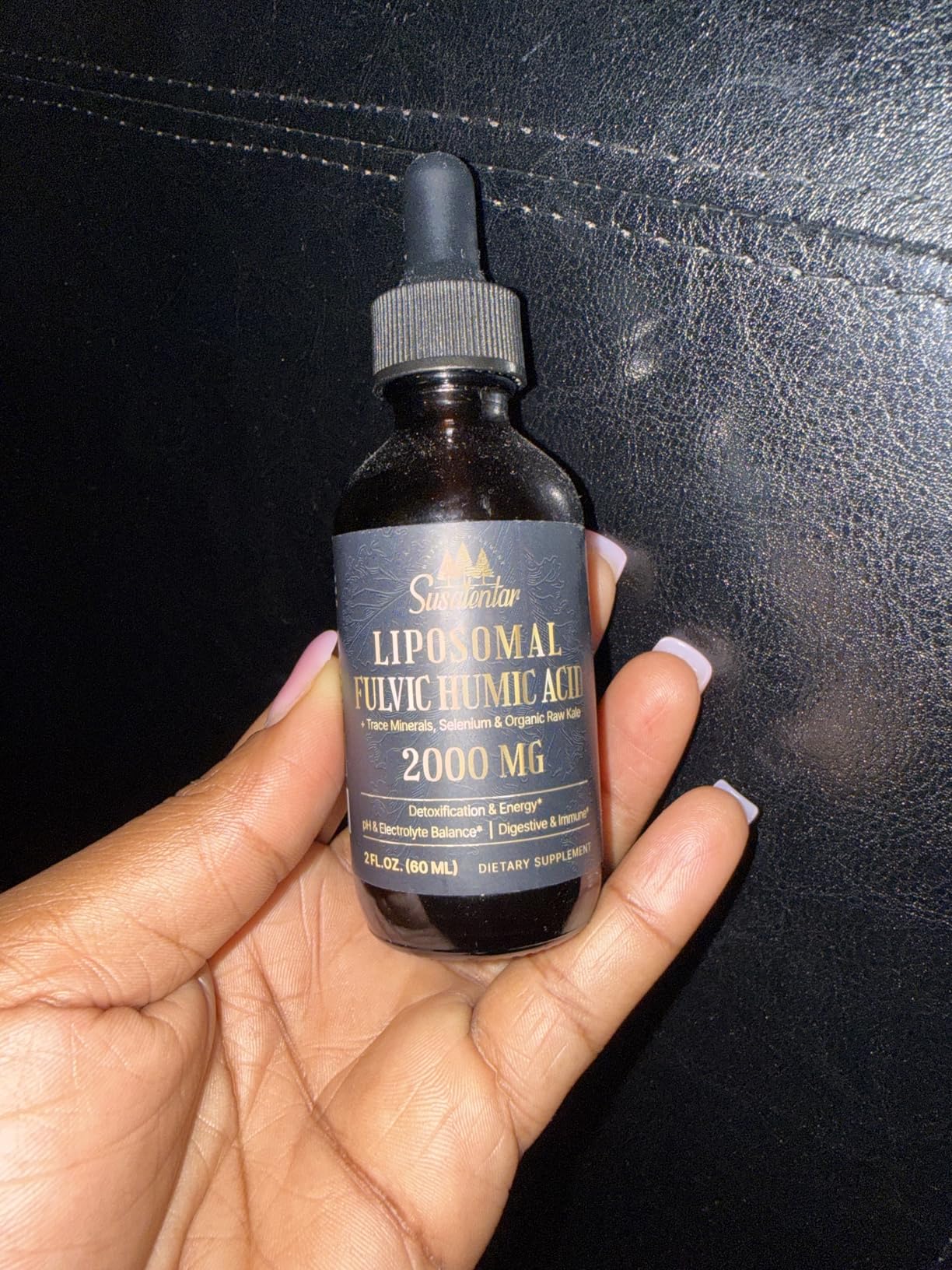 2000 MG Liposomal Fulvic Acid + Humic Acid + Trace Minerals Complex - More Potent Than Shilajit, Electrolytes Liquid Supplement with Organic Kale for Energy, Digestion, Immunity & pH Balance, 2 Oz customer photo 1