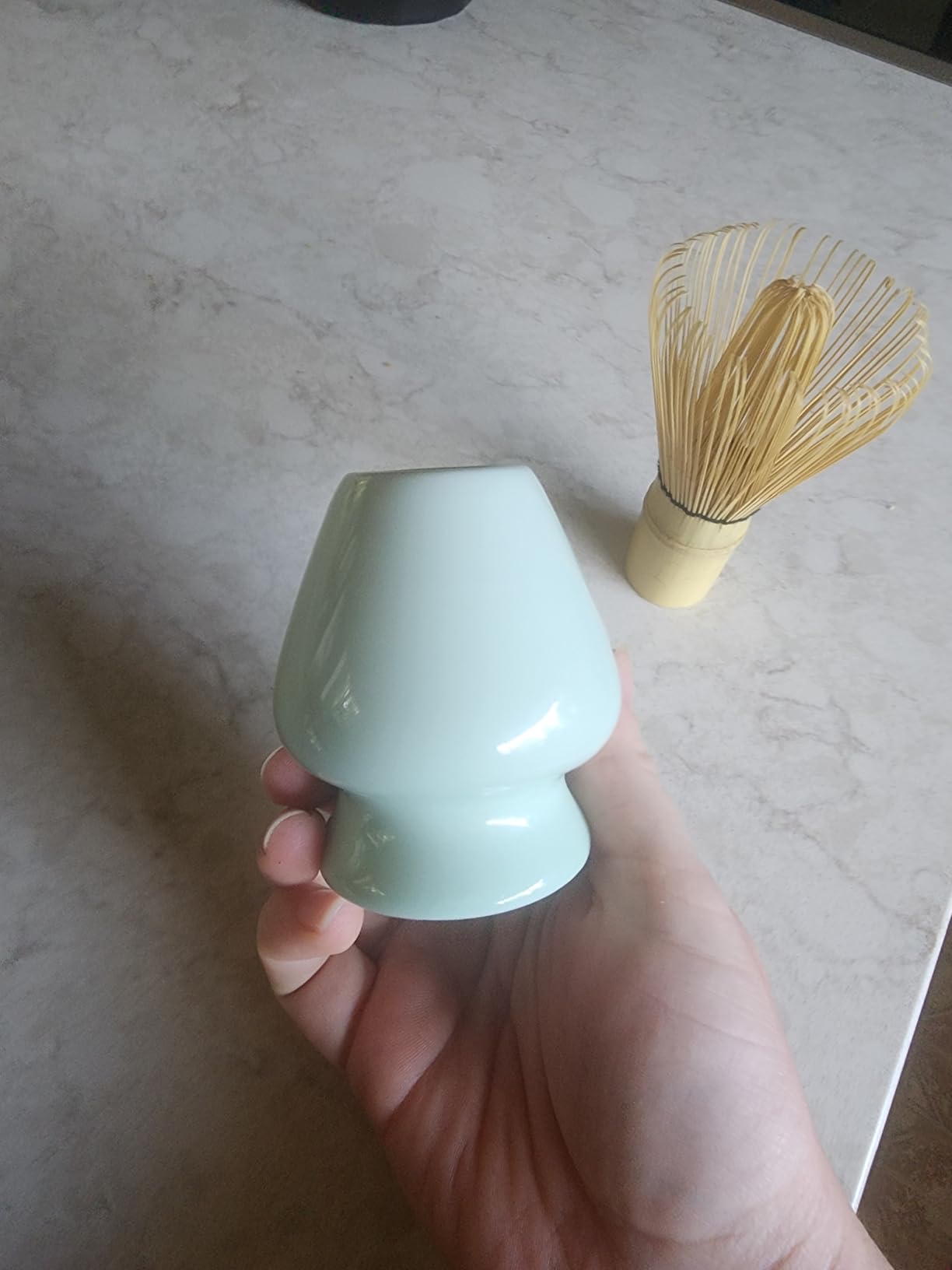 Matcha Whisk Holder - Ceramic Chasen Stand for Bamboo Matcha Whisk, Japanese Tea Set Accessory (Black) customer photo 2