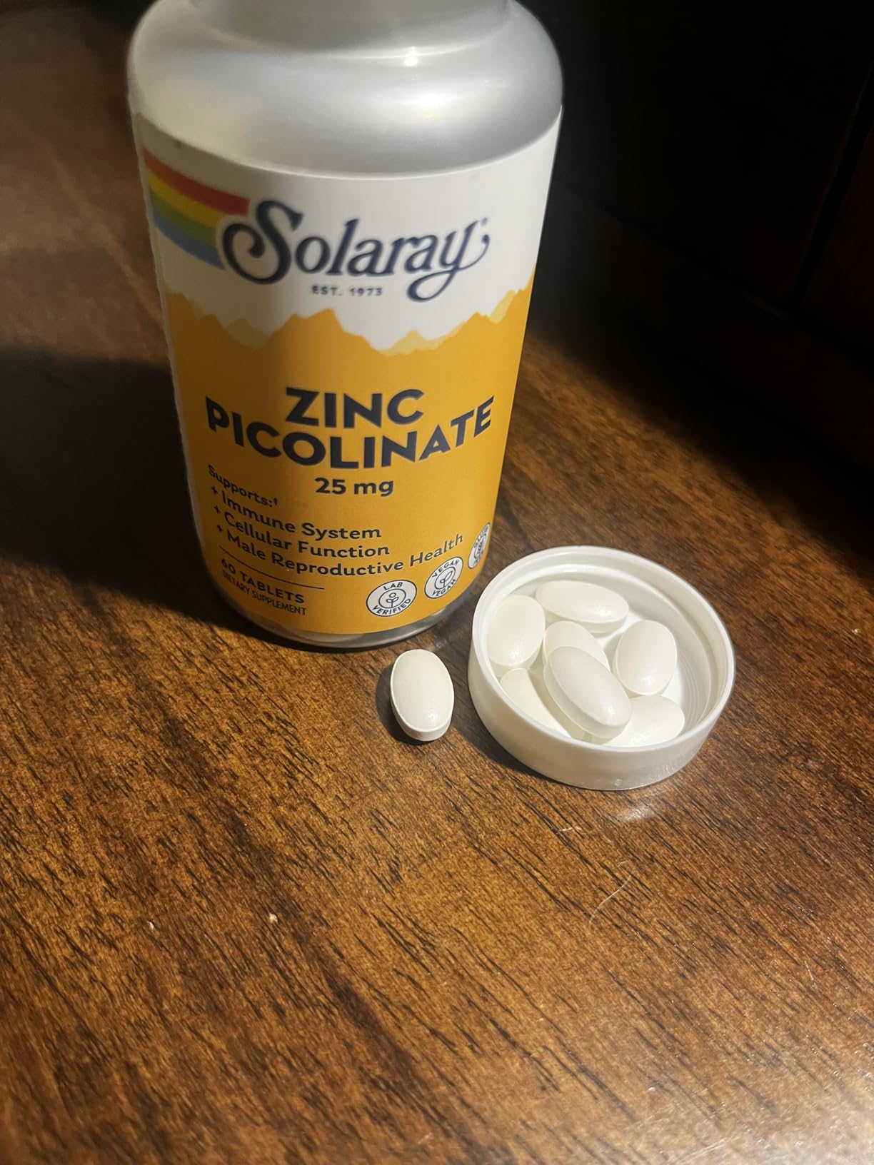 SOLARAY Zinc Picolinate 25 mg - Zinc Supplements for Men and Women - Immune Support Supplement - Vegan, Gluten Free, Lab Verified - 60-Day Guarantee - 60 Servings, 60 Tablets customer photo 2