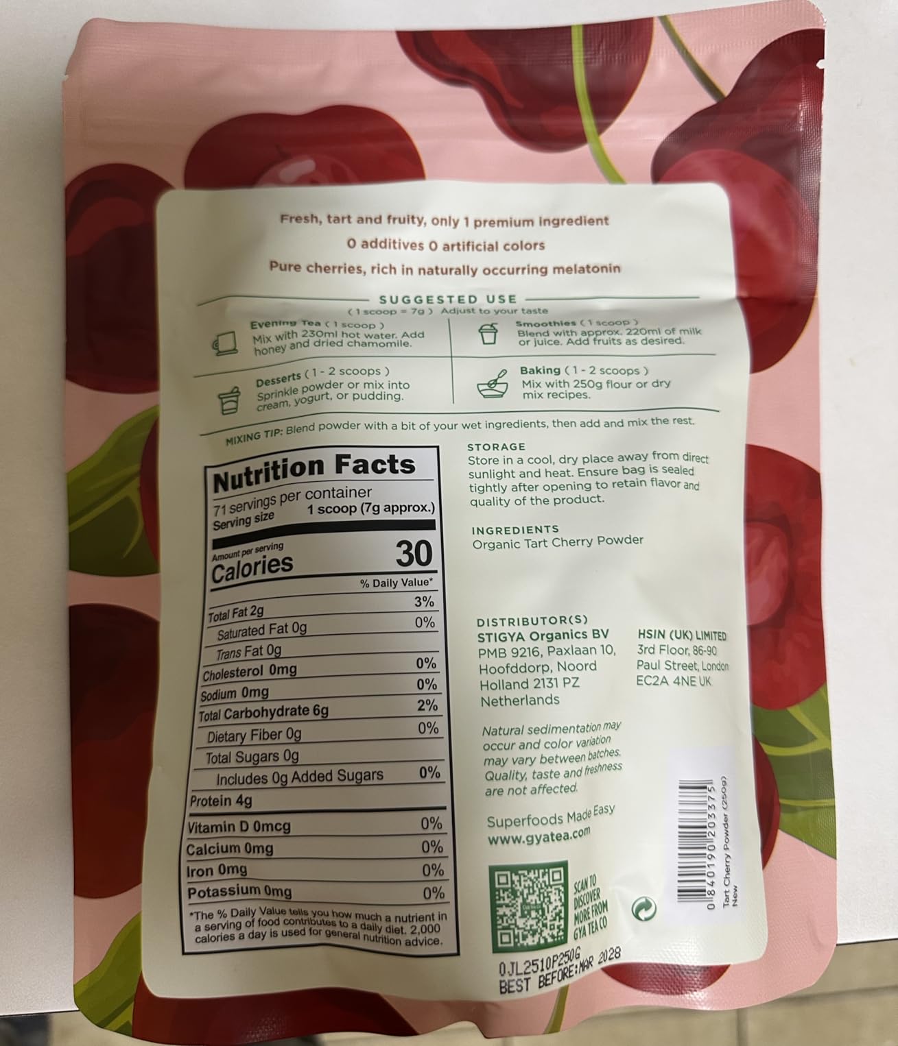 Organic Tart Cherry Powder, 0.55 Lb - 100% Natural Juice Extract, Sweet Tangy Flavor Great for Drinks, Smoothies & Baking - Rich in Antioxidants, Vegan, Gluten Free, Non-GMO & No Sugar Added customer photo 1