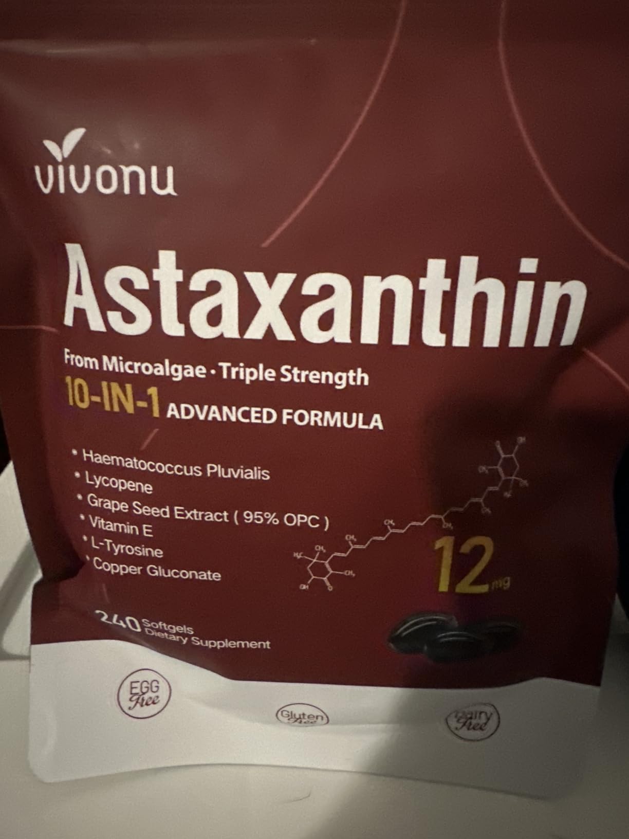 10 in 1 Astaxanthin Supplements 24mg, 4 Month Supply, Astaxantina Antioxidant from Fresh Haematococcus Pluvialis, Contains Lycopene, Grape Seed, Vitamin E, & More Supports Eye, Joints, Skin Health customer photo 1
