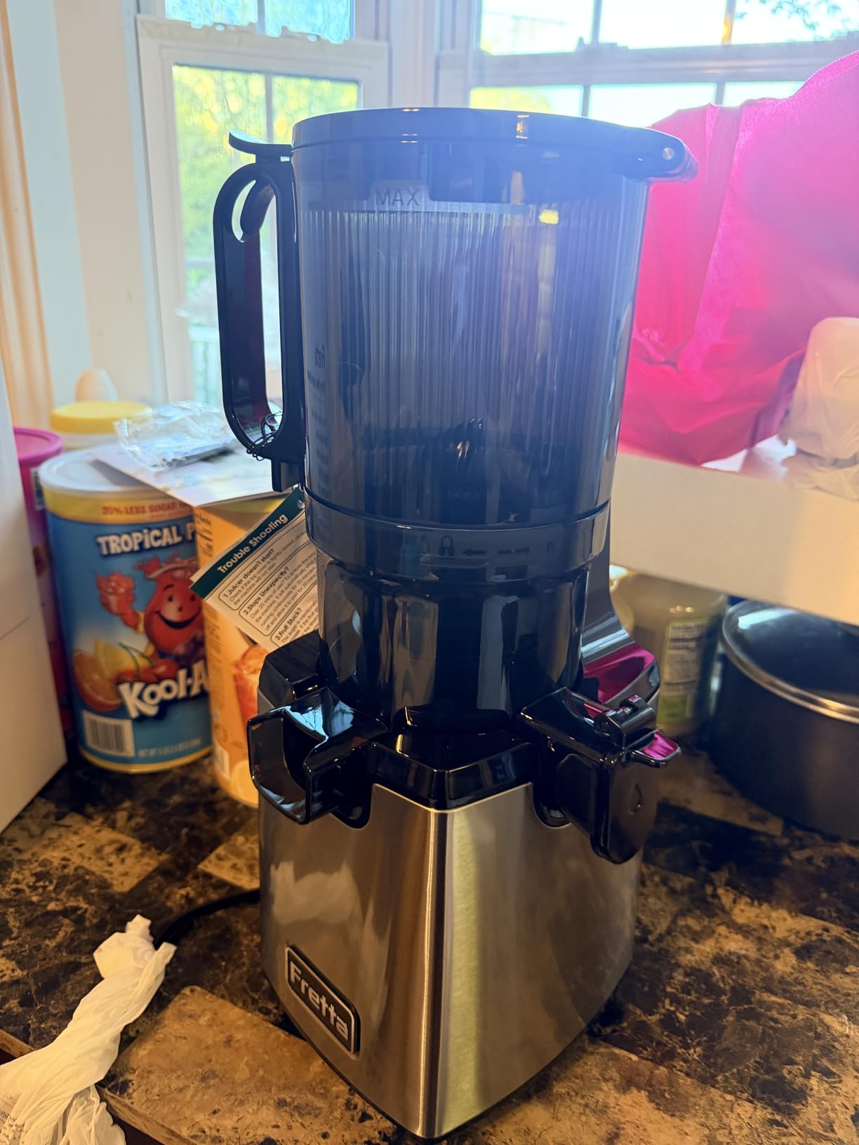 Fretta Cold Press Juicer Machines, Slow Masticating Juicer with 5.3'' Large Feed Chute for Whole Fruit and Vegetables, High Juice Yield, Easy to Clean Juice Extractor, Nut Milk Maker, BPA-Free, 250W customer photo 1