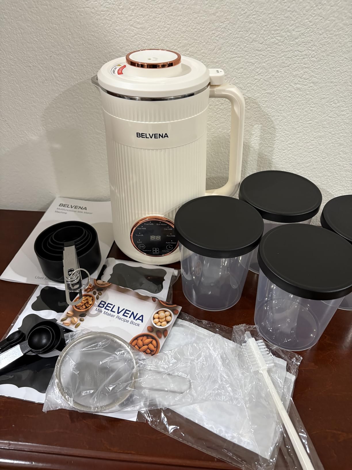 All-In-One Bundle Nut Milk Maker Machine - Includes 4 Storage Bottles, Labels & Measuring Set 32oz Capacity 8 in 1 Function Soy Milk Maker Machine Automatic Stainless Steel Almond Nut Oat Rice customer photo 1