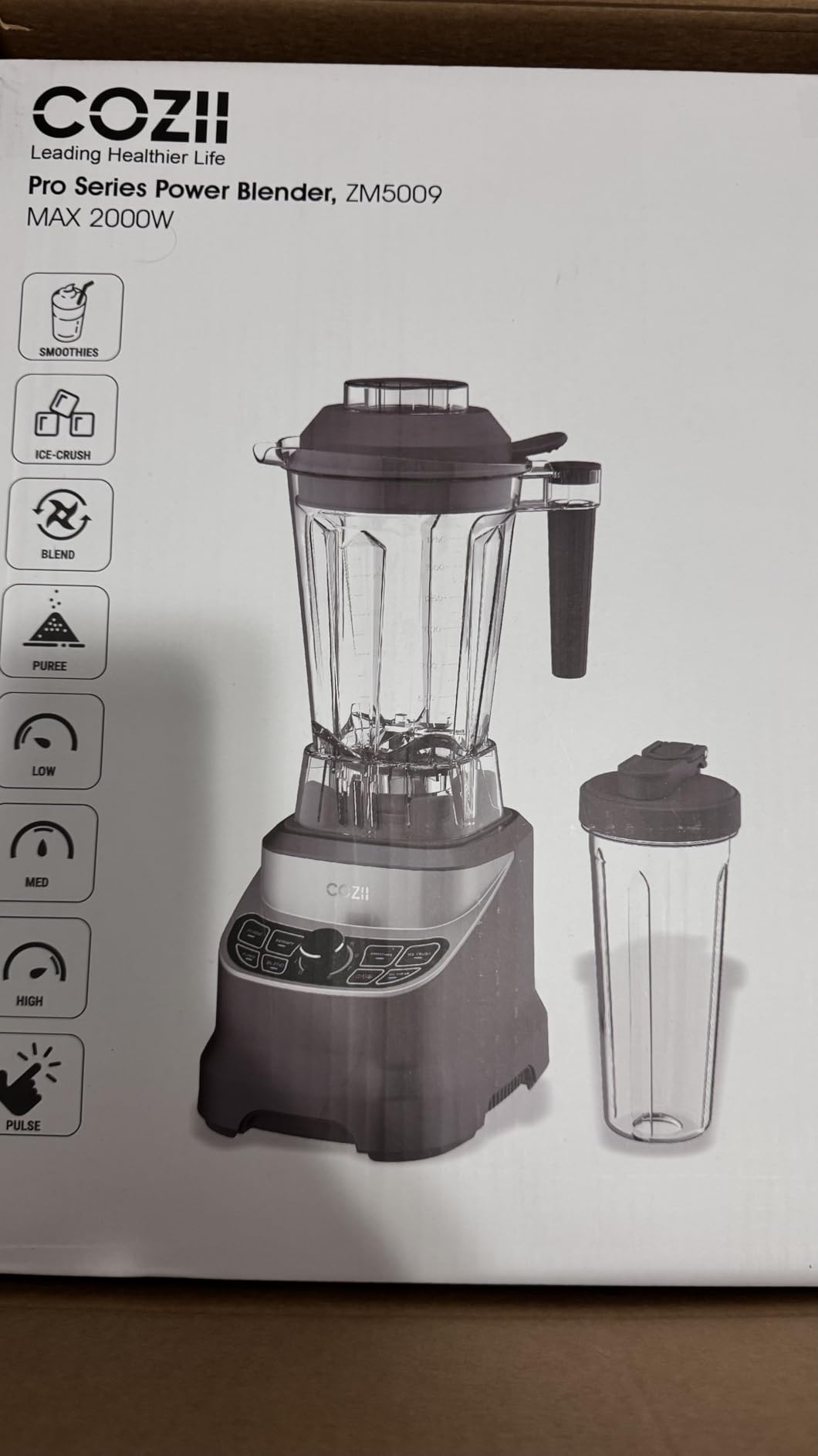 COZII Professional Blenders 2000W for Kitchen with 64oz Pitcher & 21oz To-go Cup, Quiet Blender for Smoothies/Ice Crushing/Frozen Drink/Nut Milk, 7 Preset Programs & 8 Speed Control, Dishwasher Safe customer photo 2