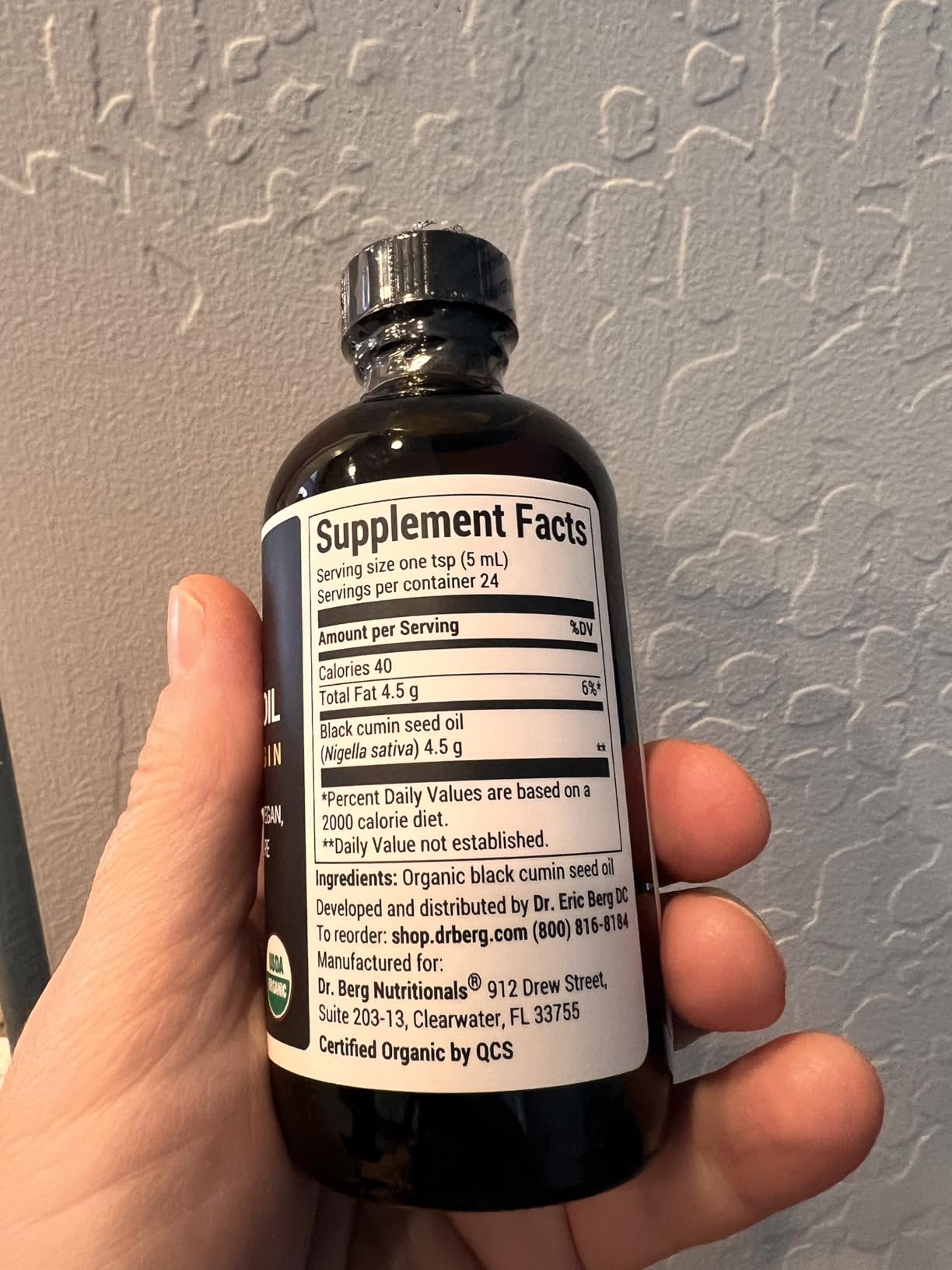 Dr. Berg Black Seed Oil Organic Cold Pressed - Pure Nigella Sativa Black Cumin Oil - USDA Organic, Halal, Vegan - for Hair, Skin, Immune Support - Unrefined Liquid - 4 oz Glass Bottle customer photo 1