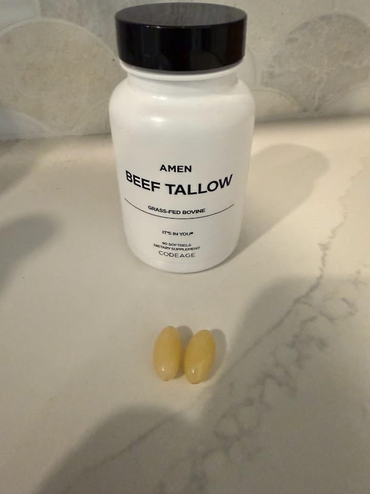 Amen Grass-Fed Beef Tallow Supplement - Whole Food Bovine Tallow with Naturally Occurring Fatty Acids, Non-GMO & Gluten Free, Paleo Friendly - 90 Softgel Capsules customer photo 1