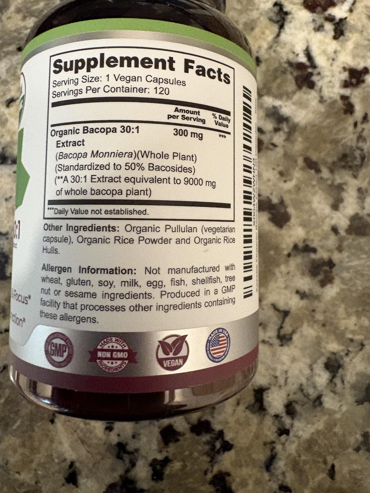 Zazzee USDA Organic Bacopa 30:1 Extract, 50% Bacosides, 120 Vegan Capsules, 4 Month Supply, Bacopa Monnieri, Cognitive, Brain & Memory Support, Non-GMO, Organic Herbal Supplement, Made in the USA customer photo 1