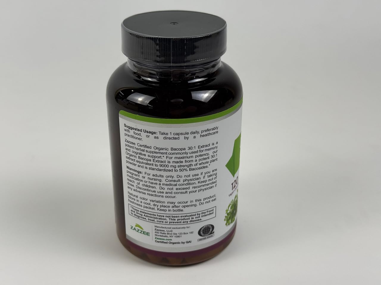 Zazzee USDA Organic Bacopa 30:1 Extract, 50% Bacosides, 120 Vegan Capsules, 4 Month Supply, Bacopa Monnieri, Cognitive, Brain & Memory Support, Non-GMO, Organic Herbal Supplement, Made in the USA customer photo 2