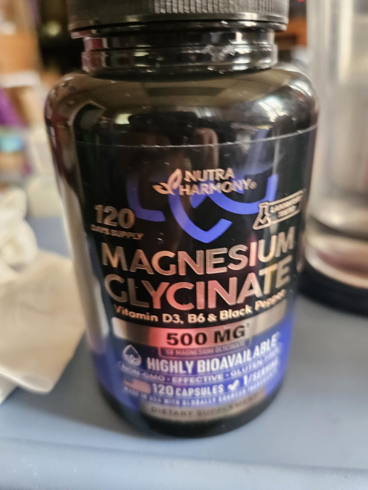 Magnesium Glycinate 500 mg - Chelated Supplement - High Absorption Form of Magnesium - Support for Sleep, Muscle & Heart Health - for Women & Men - Lab Tested & Non-GMO - 120 Capsules customer photo 1