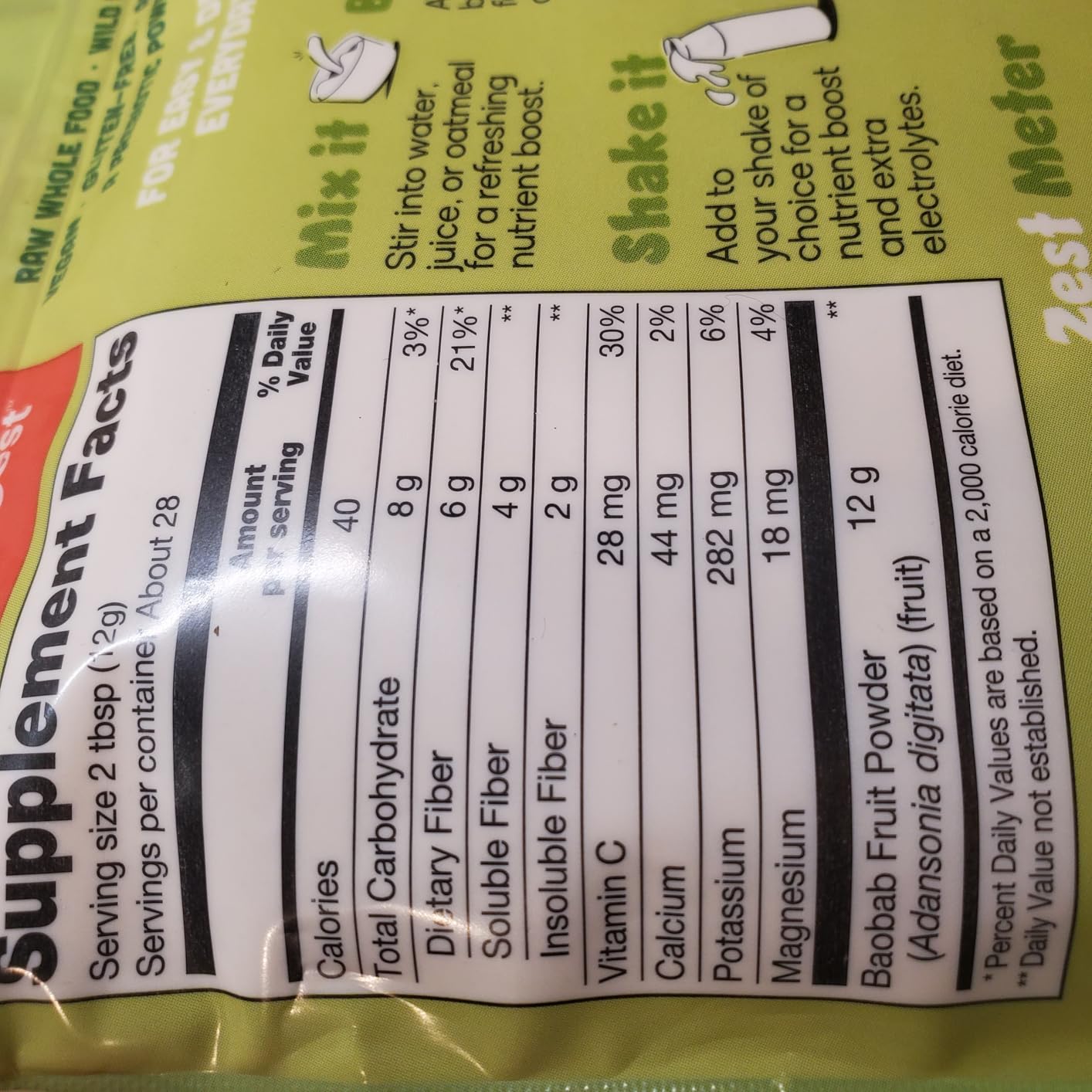 Baobest Organic Baobab Fruit Powder, Raw Superfood with Vitamin C and Prebiotic Fiber, for Immune Support and Gut Health, Gluten-Free, GLP-1 Support - 12 Ounce Bag customer photo 1