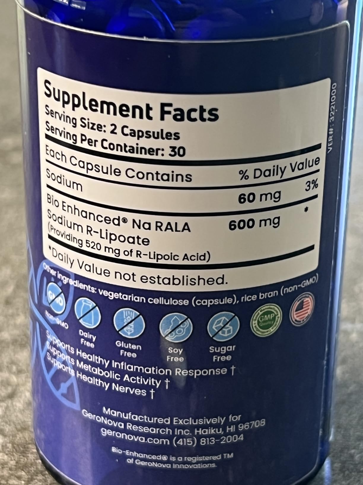 Geronova Research Bio-Enhanced R-Lipoic Acid, 600 mg Dose - 1 Month Supply - Stabilized R Alpha Lipoic Acid with Enhanced Absorption - 60 Capsules customer photo 2