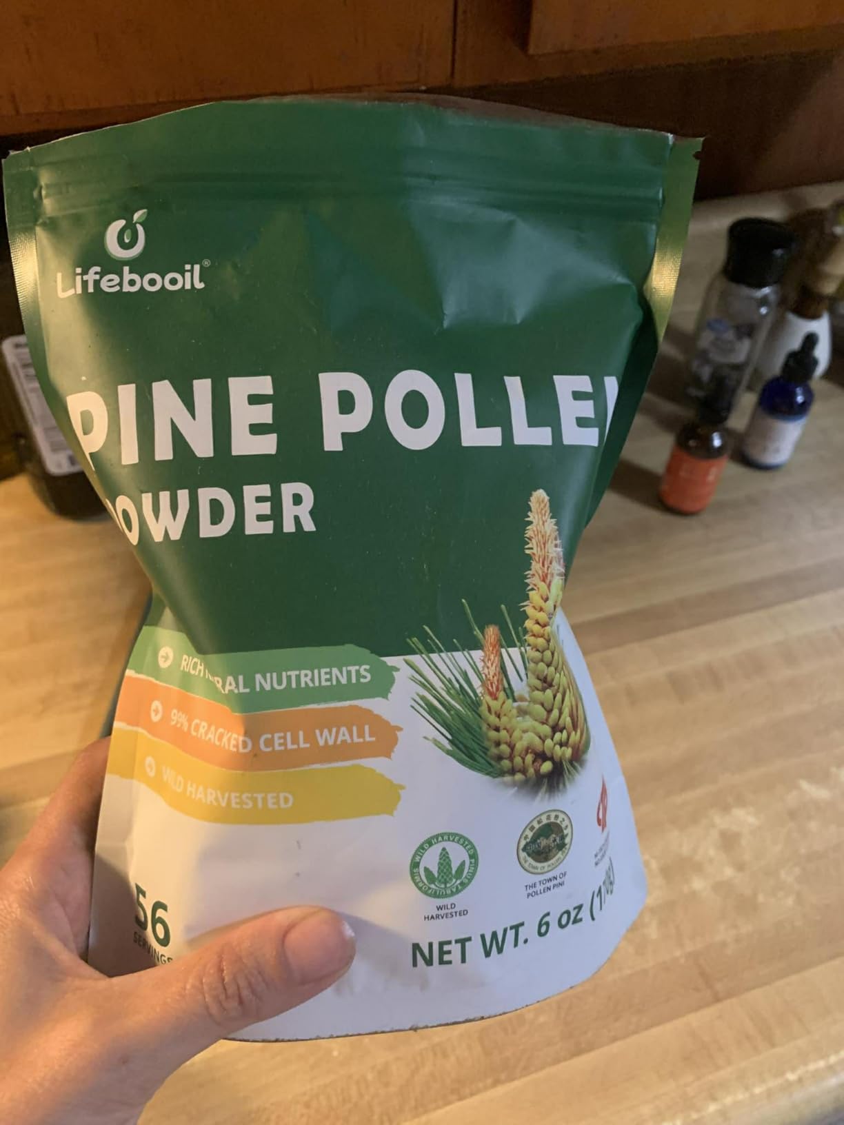 Pine Pollen Powder, Wild-Harvested from Pinus Tabuliformis, 99% Cracked Cell Wall, Non-GMO, Vegan Friendly | Ideal for Drinks, Baking, Smoothies, Cooking | 6 Ounce (170g), 56 Servings customer photo 1